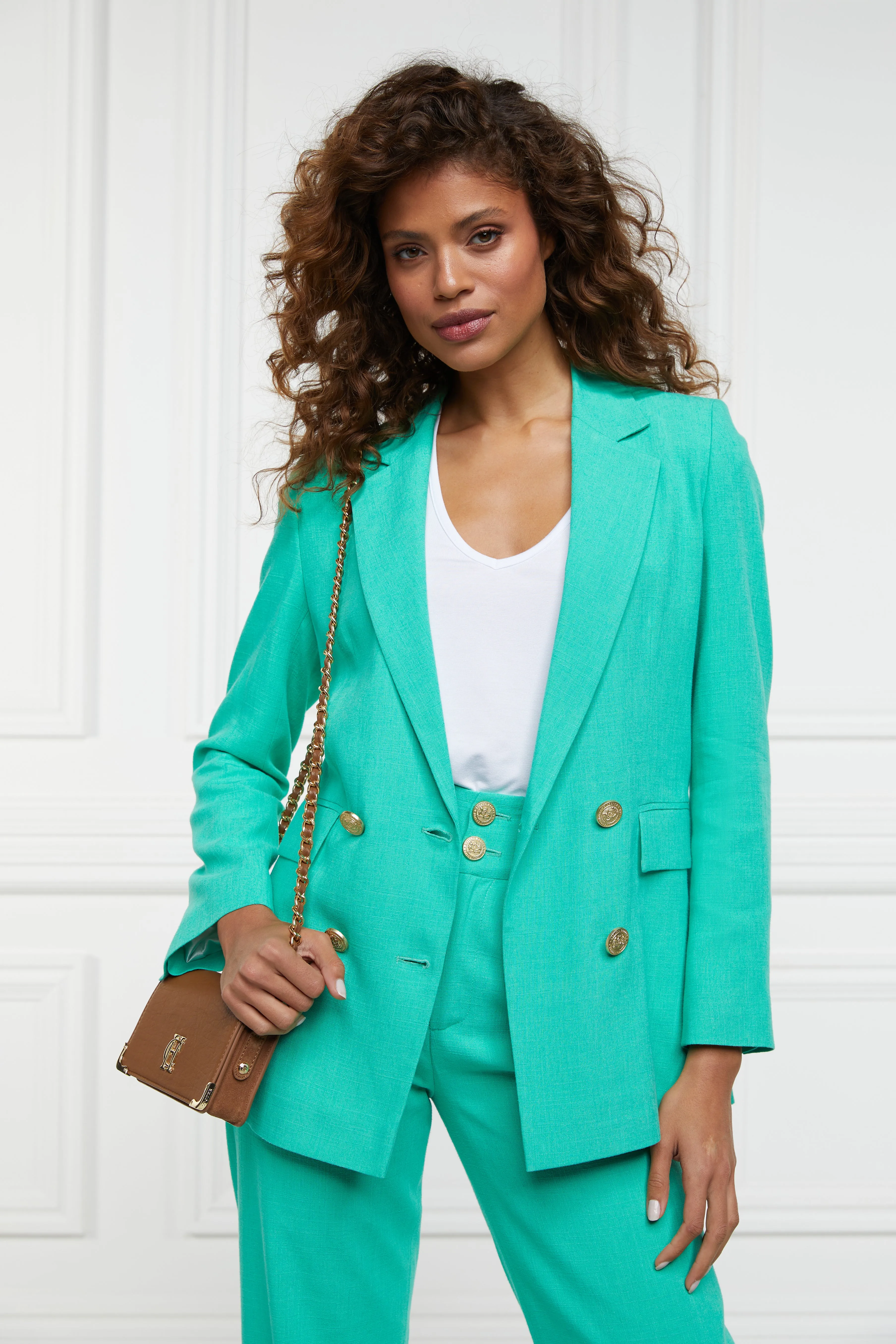 Double Breasted Blazer (Jade Linen)