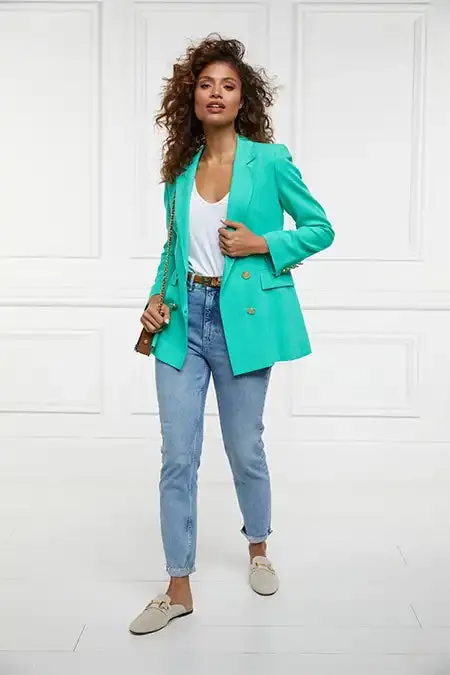 Double Breasted Blazer (Jade Linen)