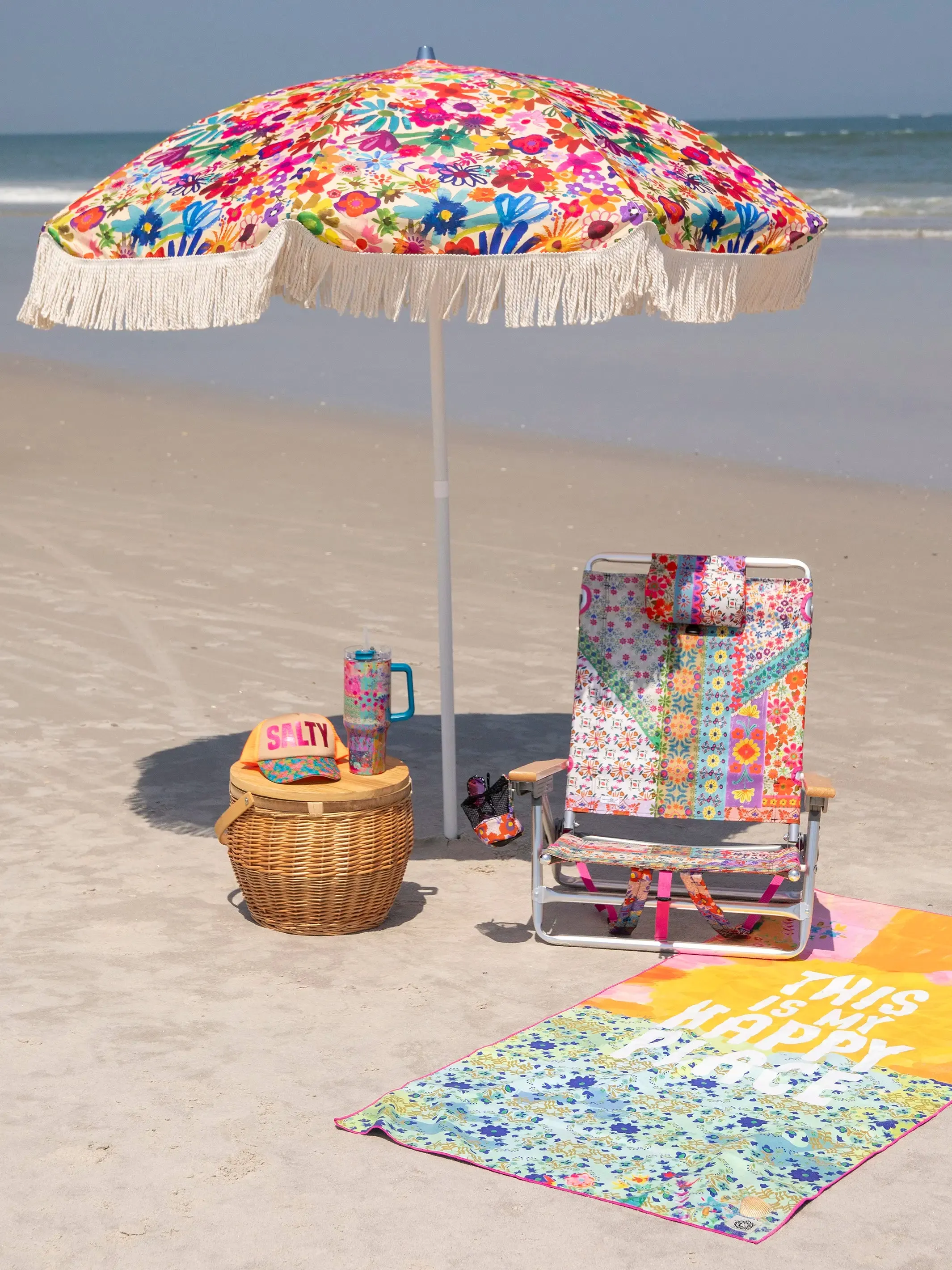 Double-Sided Microfiber Beach Towel - Happy Place