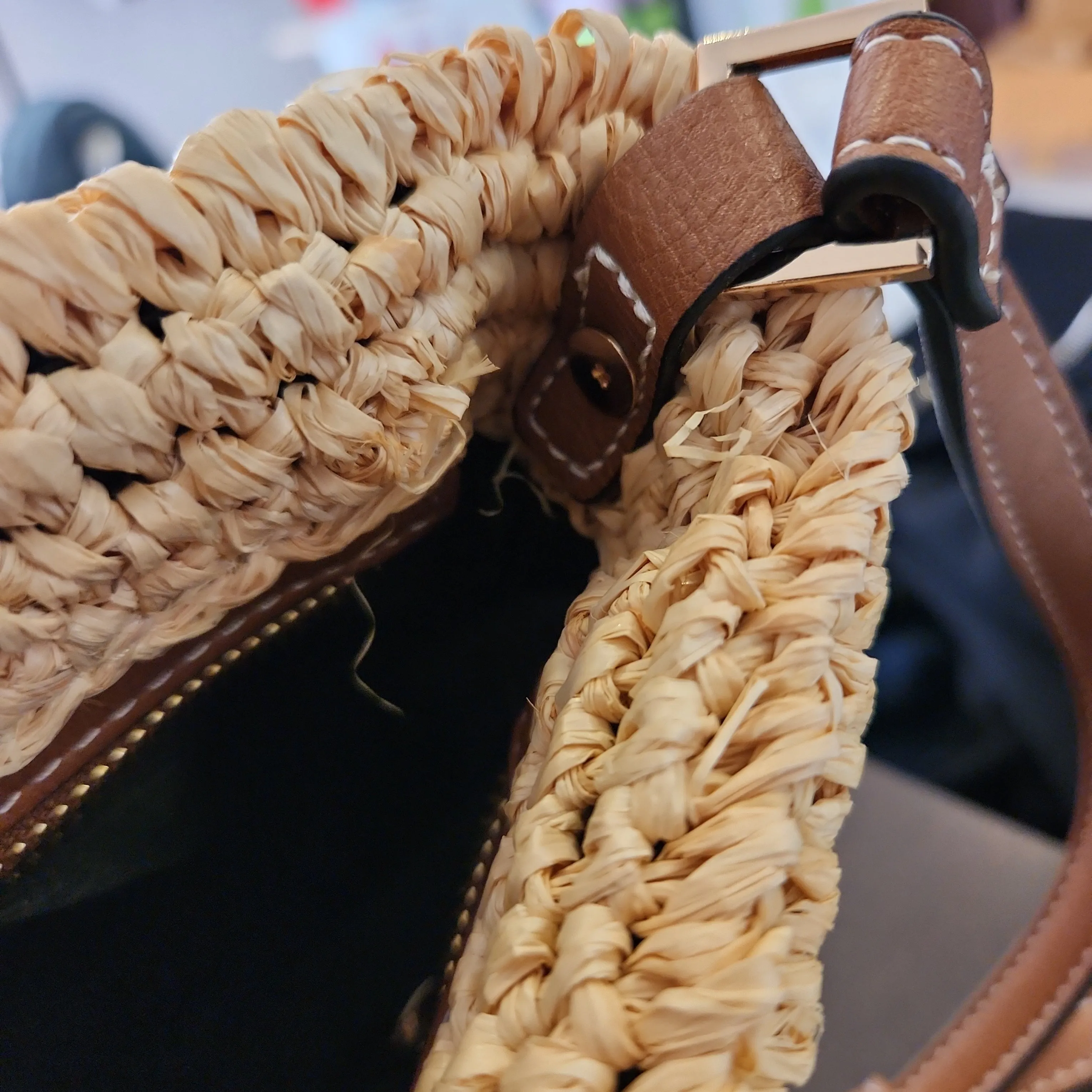 DUNE Raffia Straw & Leatherette Davenporte Crossbody Bag | Like New |