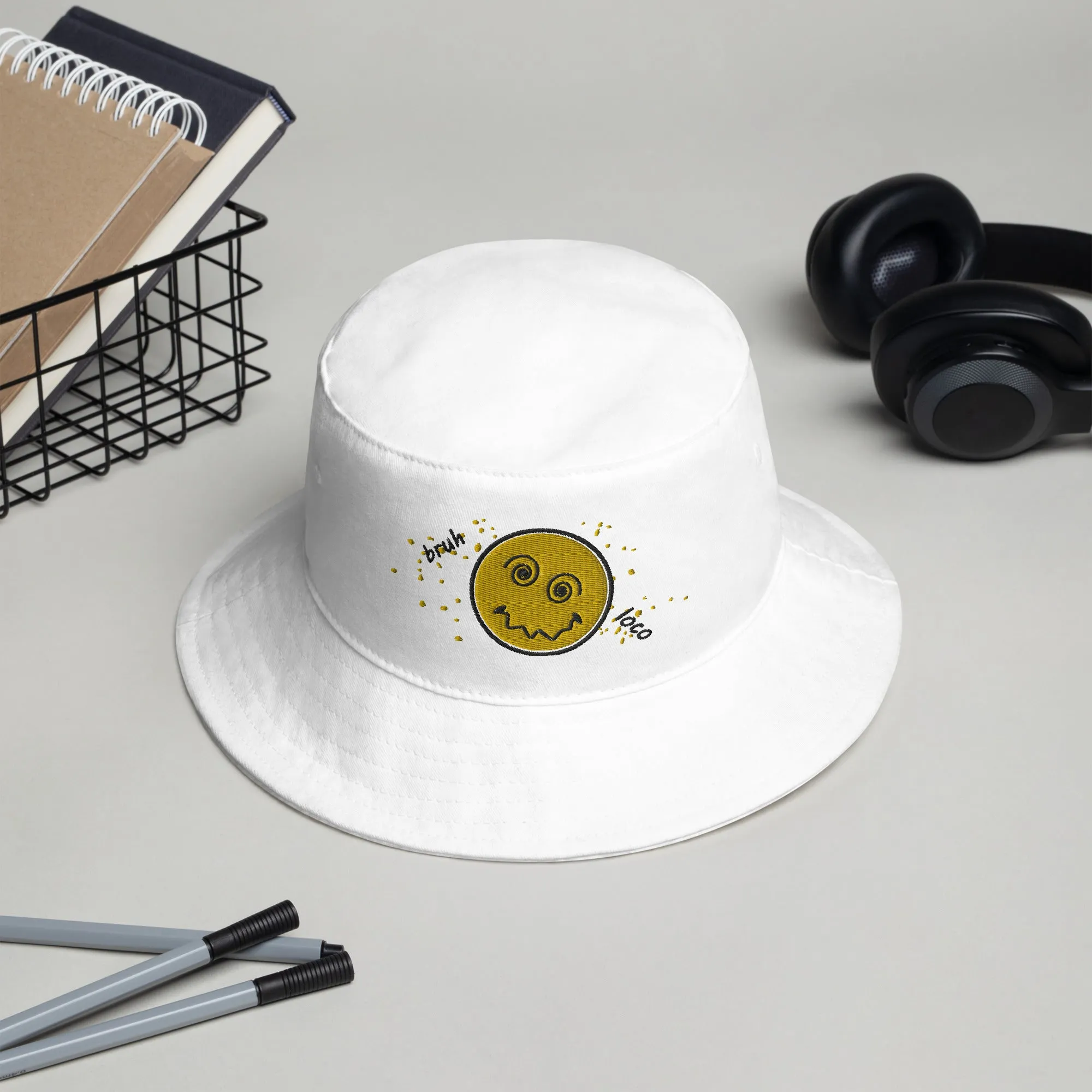 Embroidered Smiley Face Graphic Bucket Hat