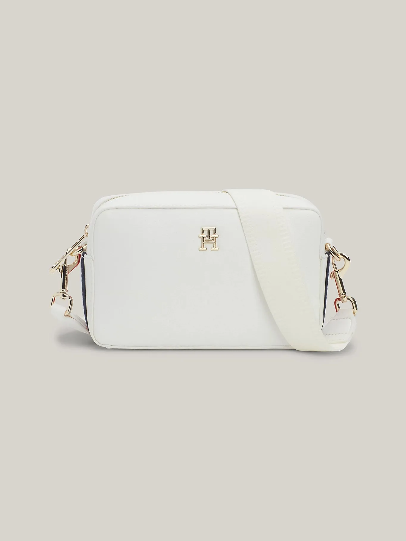 ESSENTIAL SIGNATURE TH MONOGRAM SMALL CAMERA BAG WHITE