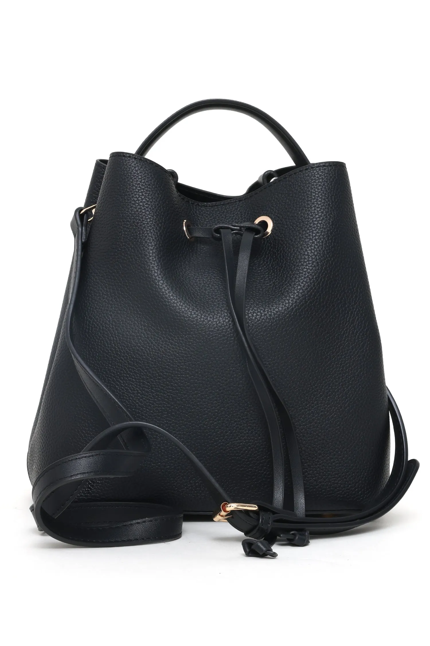 FAUX LEATHER BAG-BLACK