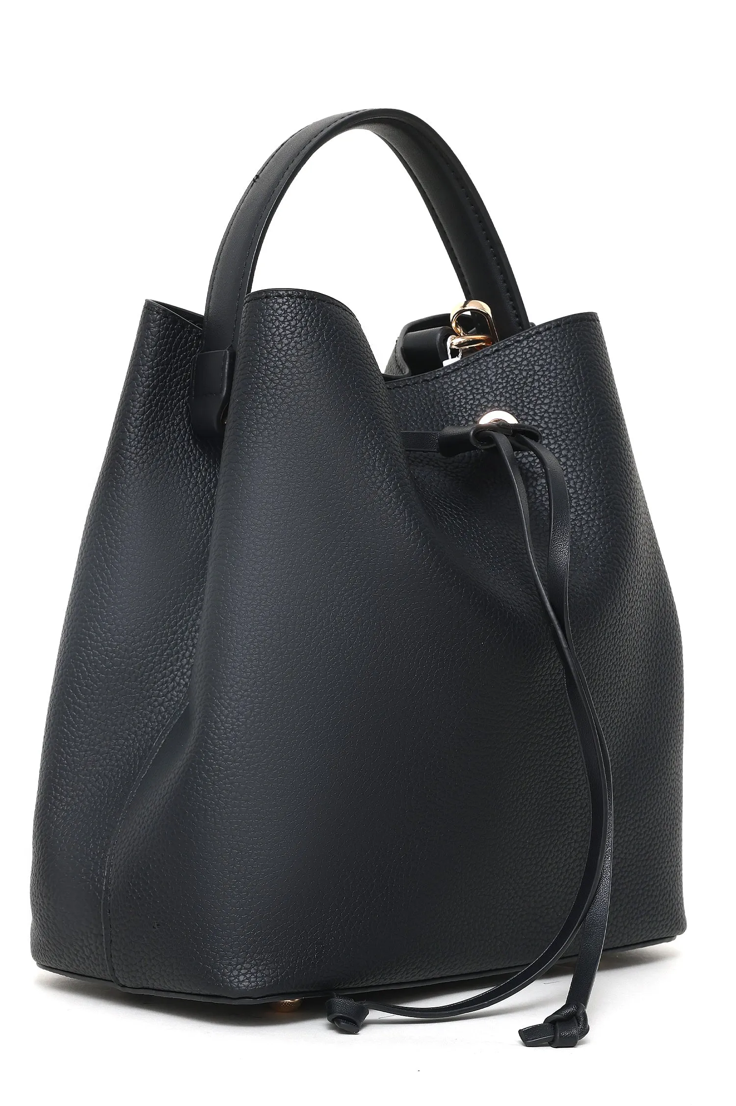 FAUX LEATHER BAG-BLACK