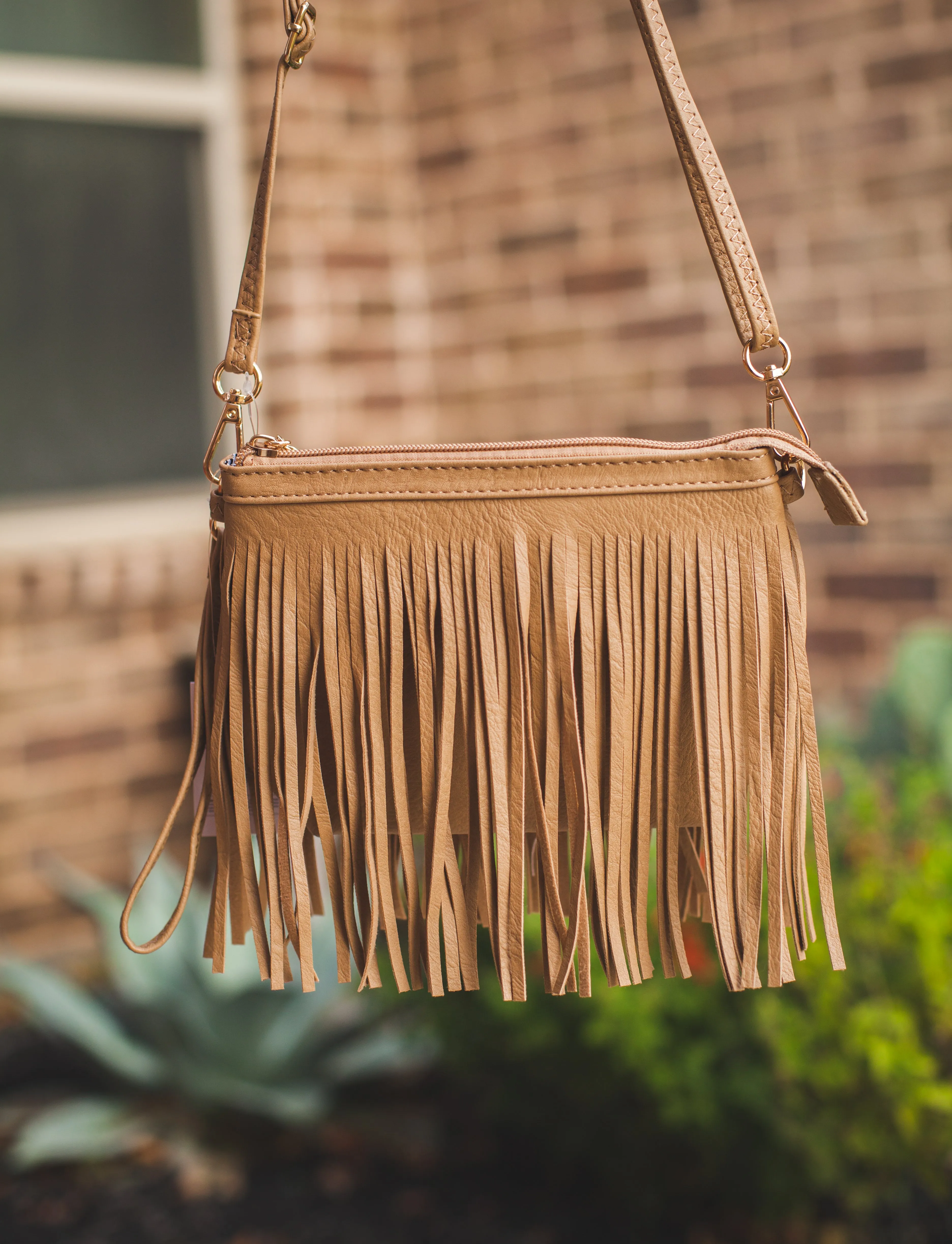 Fringe Crossbody in Tan