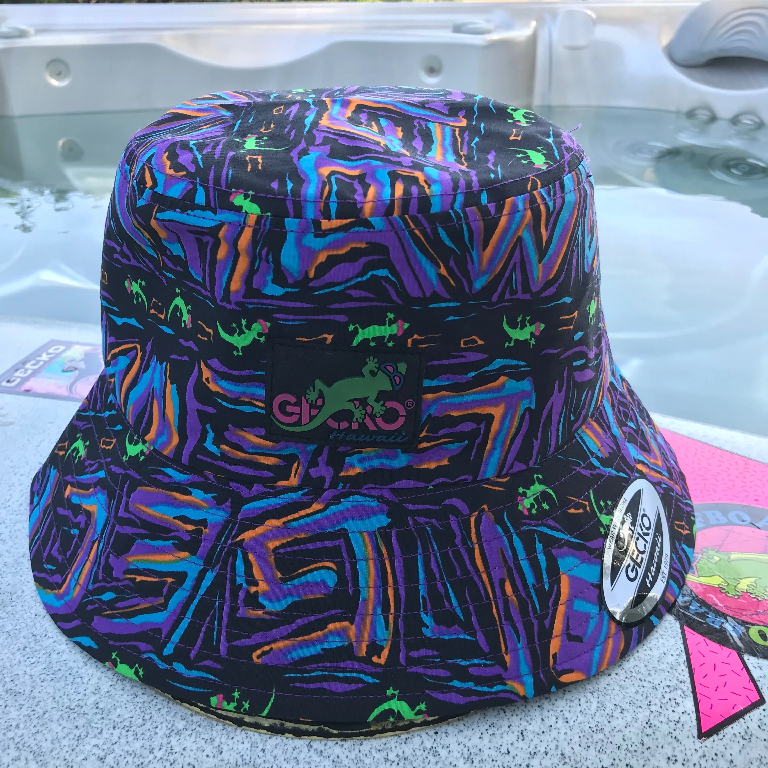 Gecko Multi Purple Bucket Hat