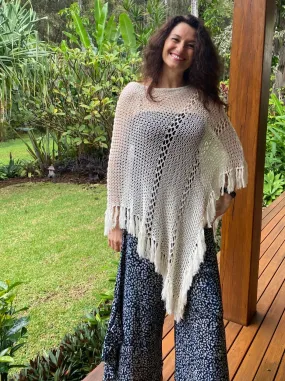 Gemma Poncho Shawl Cream NEW