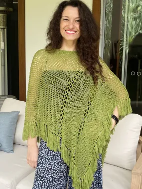 Gemma Poncho Shawl Olive NEW