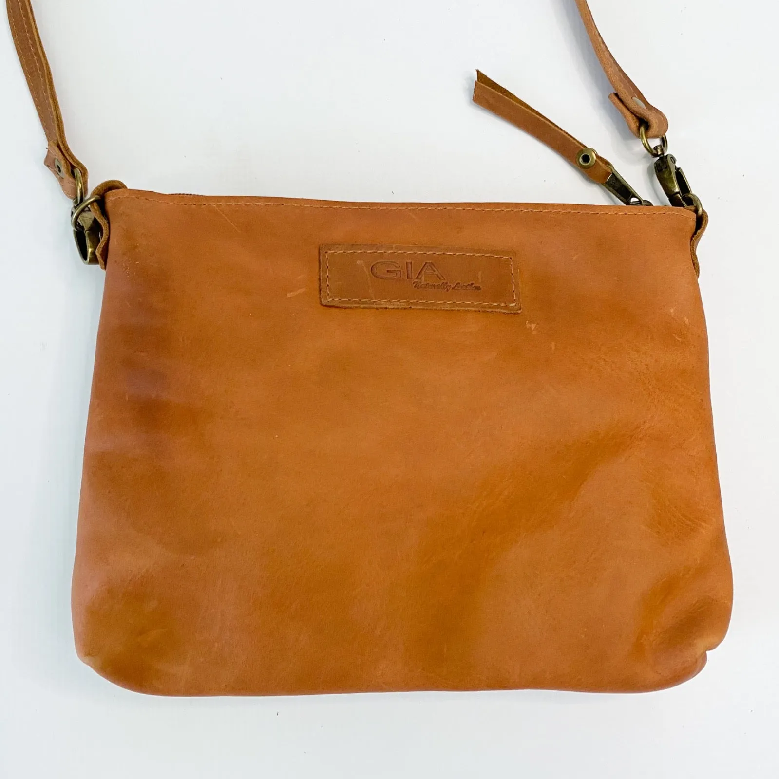 Gia leather tan crossbody bag