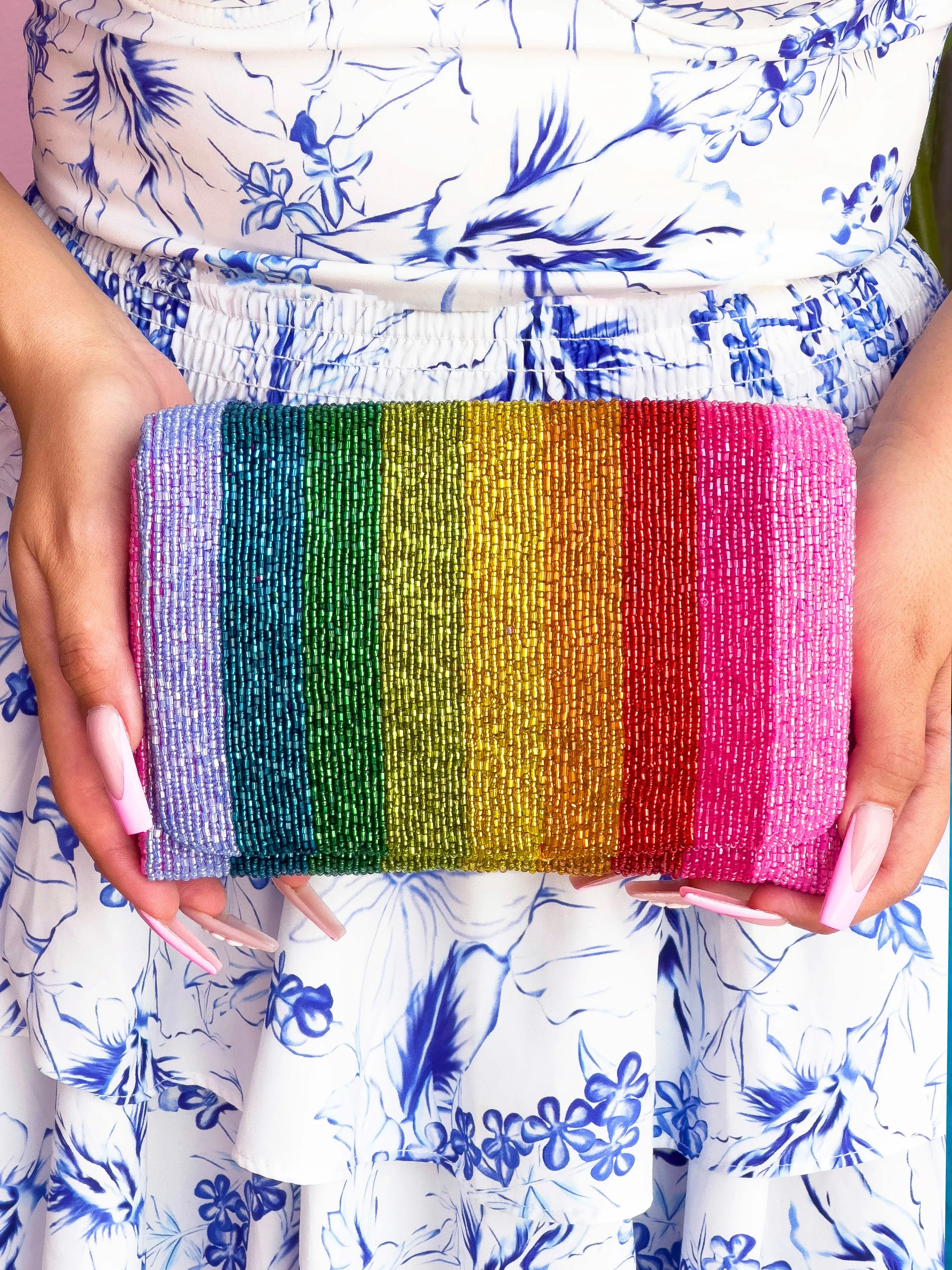 Glamfox - Rainbow Pride Beaded Clutch Crossbody