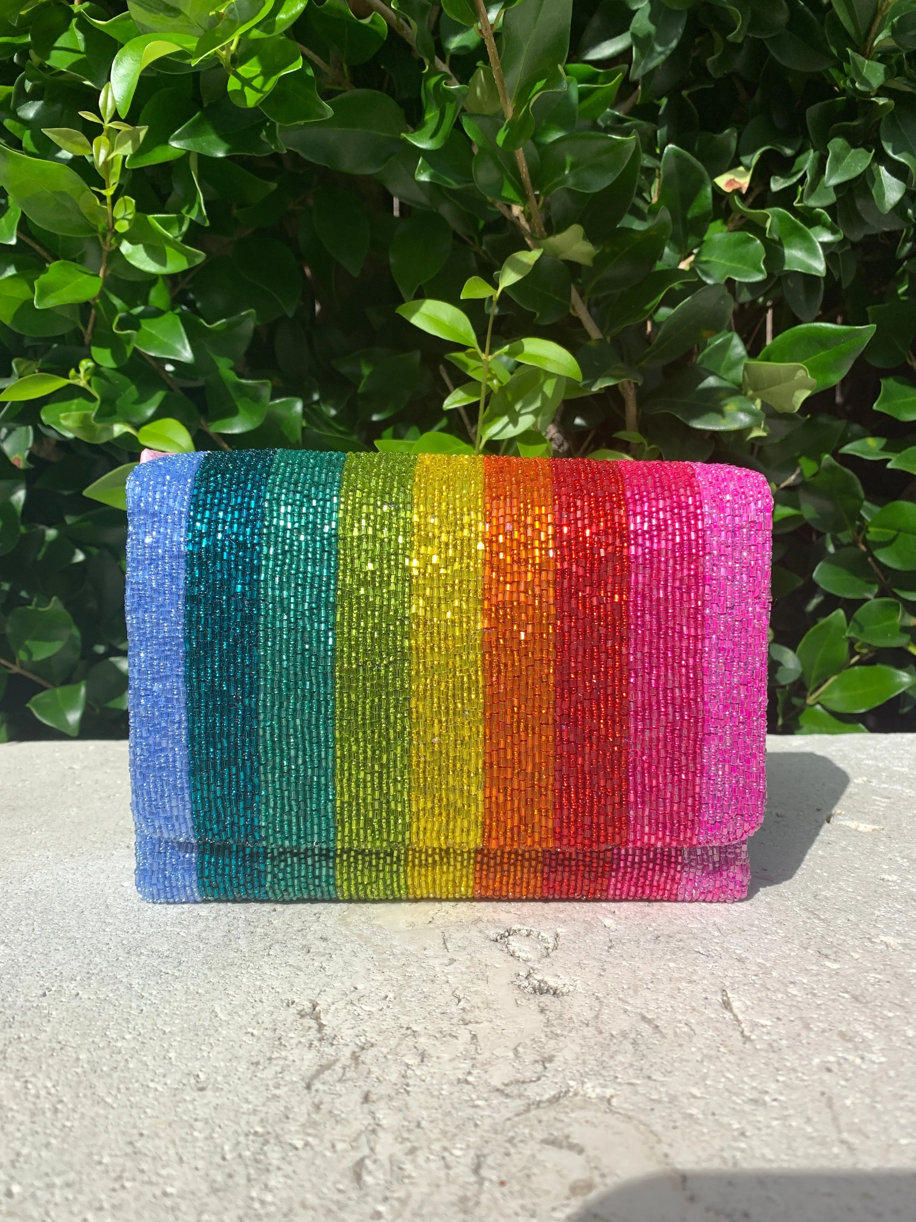 Glamfox - Rainbow Pride Beaded Clutch Crossbody