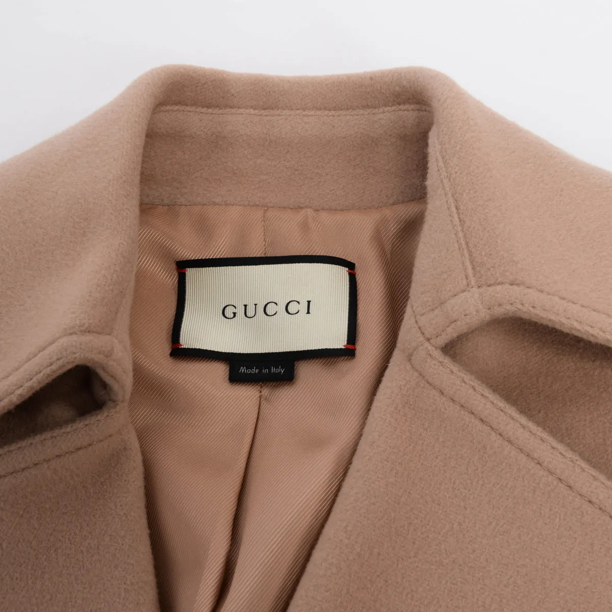 Authentic Gucci Beige Wool Pea Coat in Italian Size 40 - Classic Style