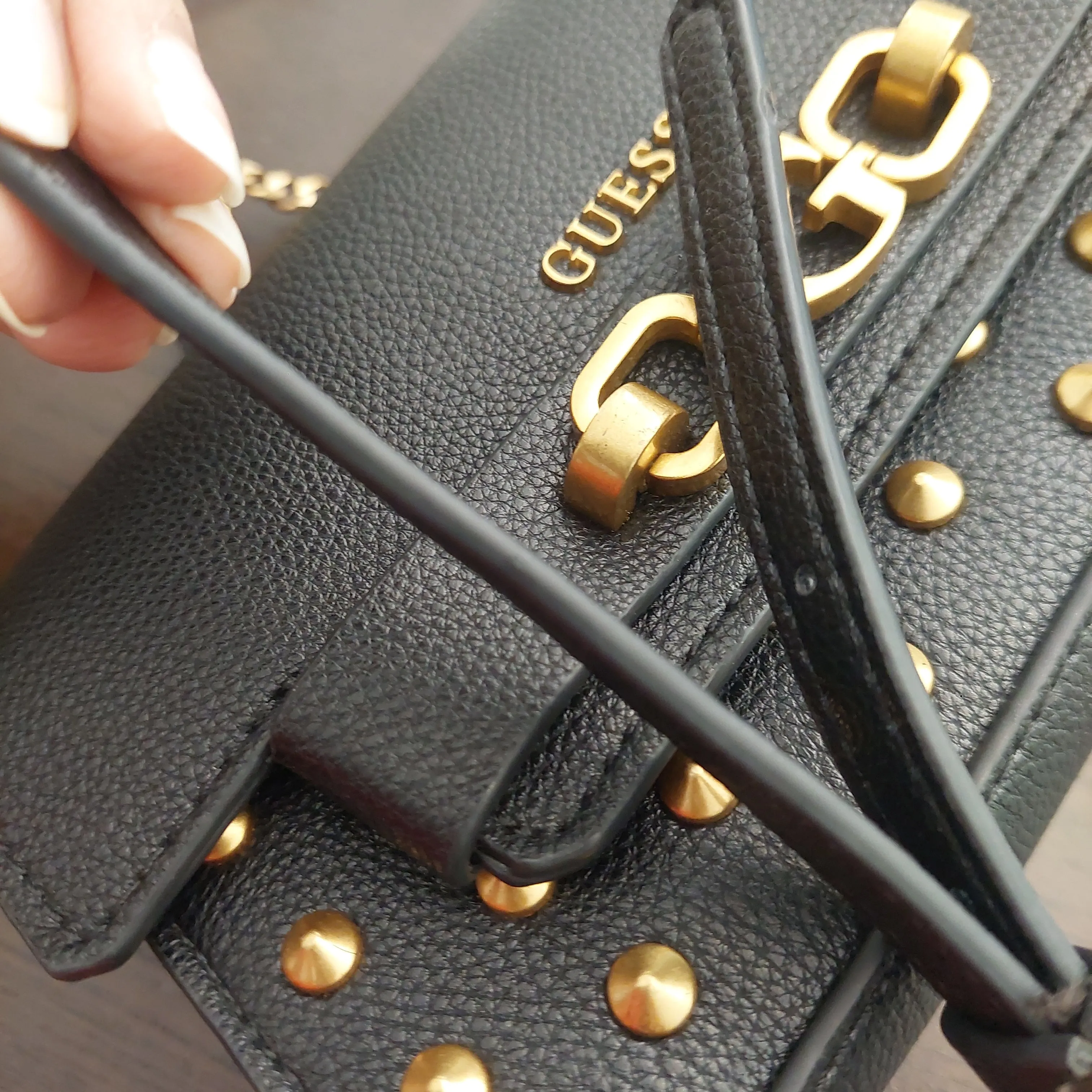 Guess Black Gold Studded Crossbody bag | Gently Used |