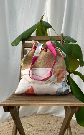 Hand Brush Painted Drawstring Tote Bag