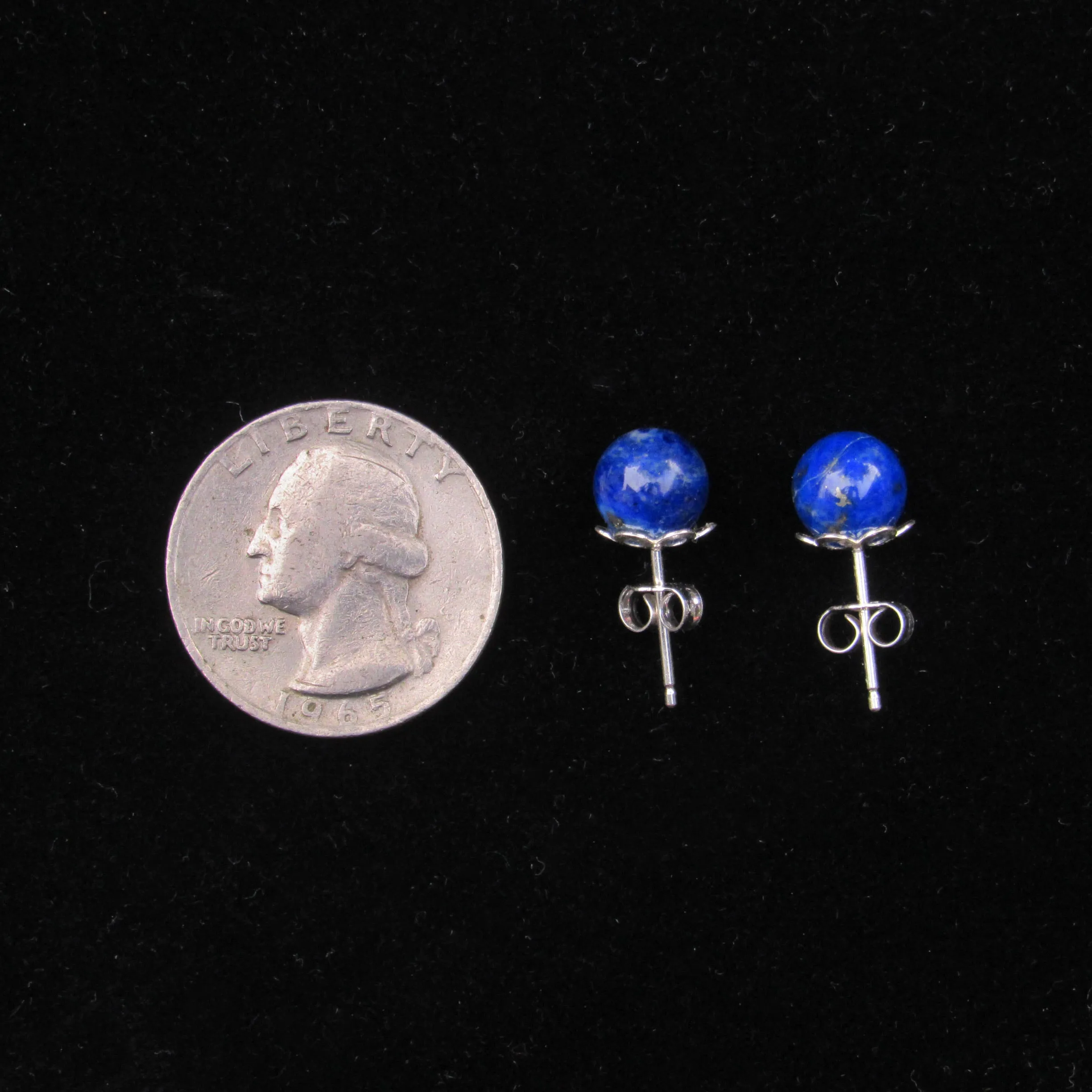 Lapis Lazuli Gemstone and Sterling Silver Stud Earrings