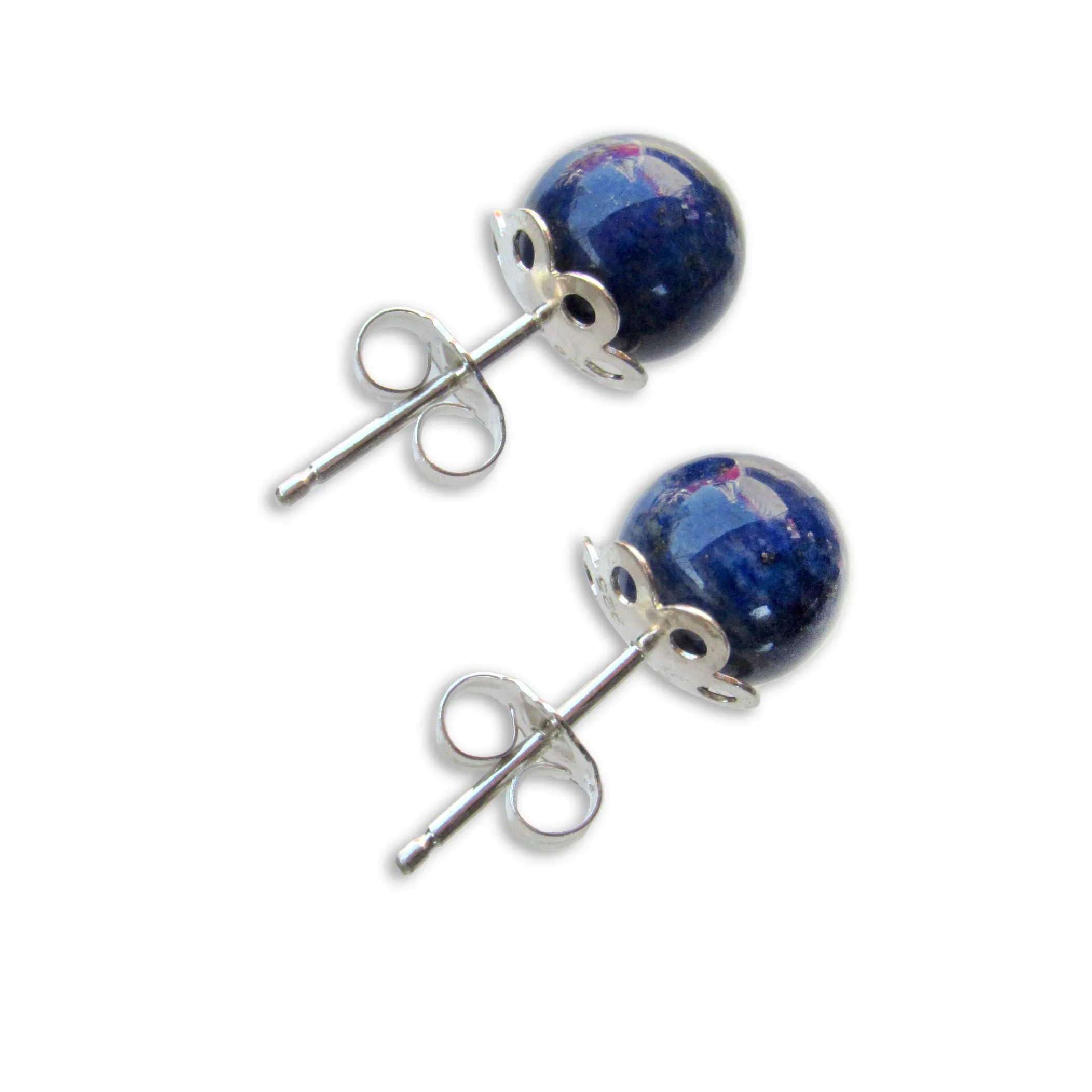 Lapis Lazuli Gemstone and Sterling Silver Stud Earrings