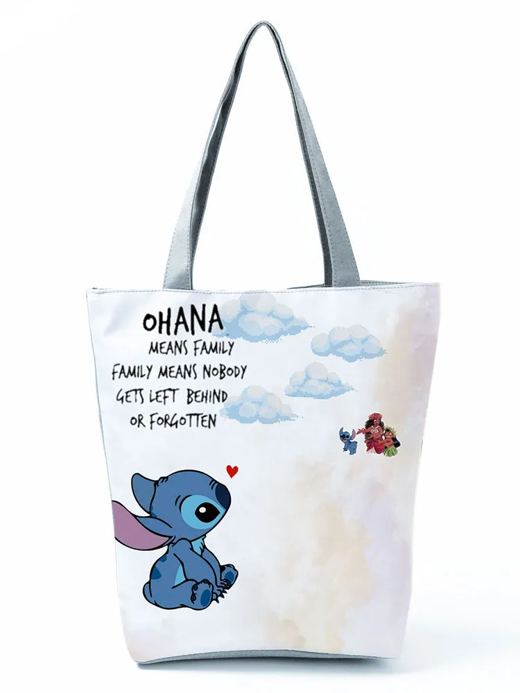 Lilo Stitch Printed Handbag Disney Animation High Capacity Reusable Shoppaing Bag Cartoon Beach Tote Bag Wholesale Dropshipping