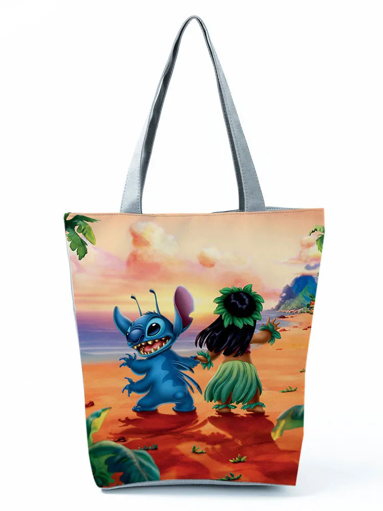 Lilo Stitch Printed Handbag Disney Animation High Capacity Reusable Shoppaing Bag Cartoon Beach Tote Bag Wholesale Dropshipping