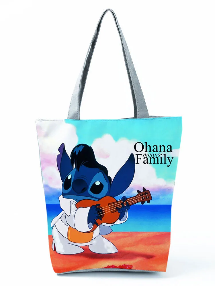 Lilo Stitch Printed Handbag Disney Animation High Capacity Reusable Shoppaing Bag Cartoon Beach Tote Bag Wholesale Dropshipping