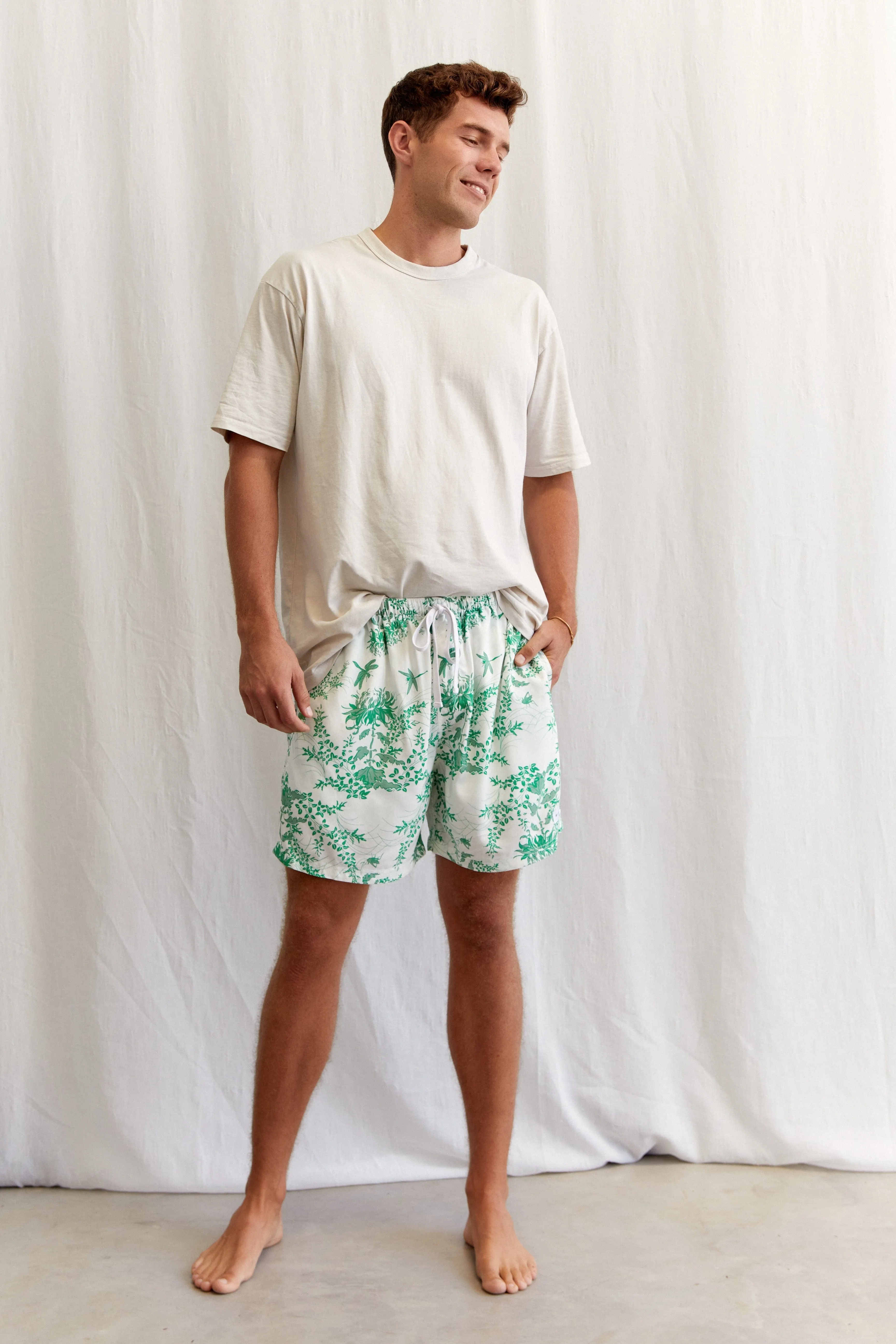 Men’s Boxers - Short Length - Summer Toile - Jade Green