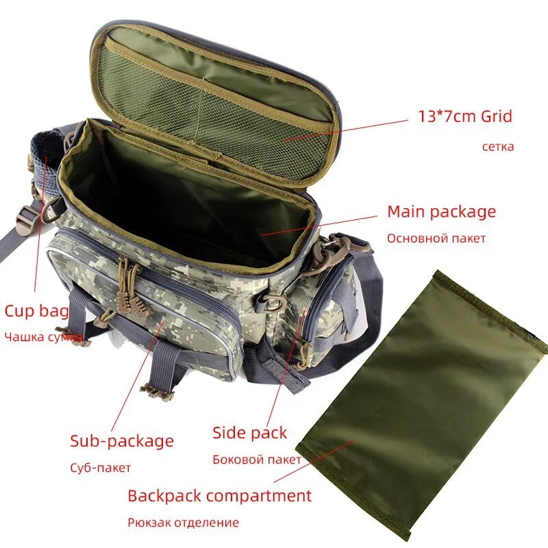 Multifunctional Waterproof Fishing Bag Outdoor Sports Waist Pack Fishing Lures Gear Storage Bag Single Crossbody Bags X448