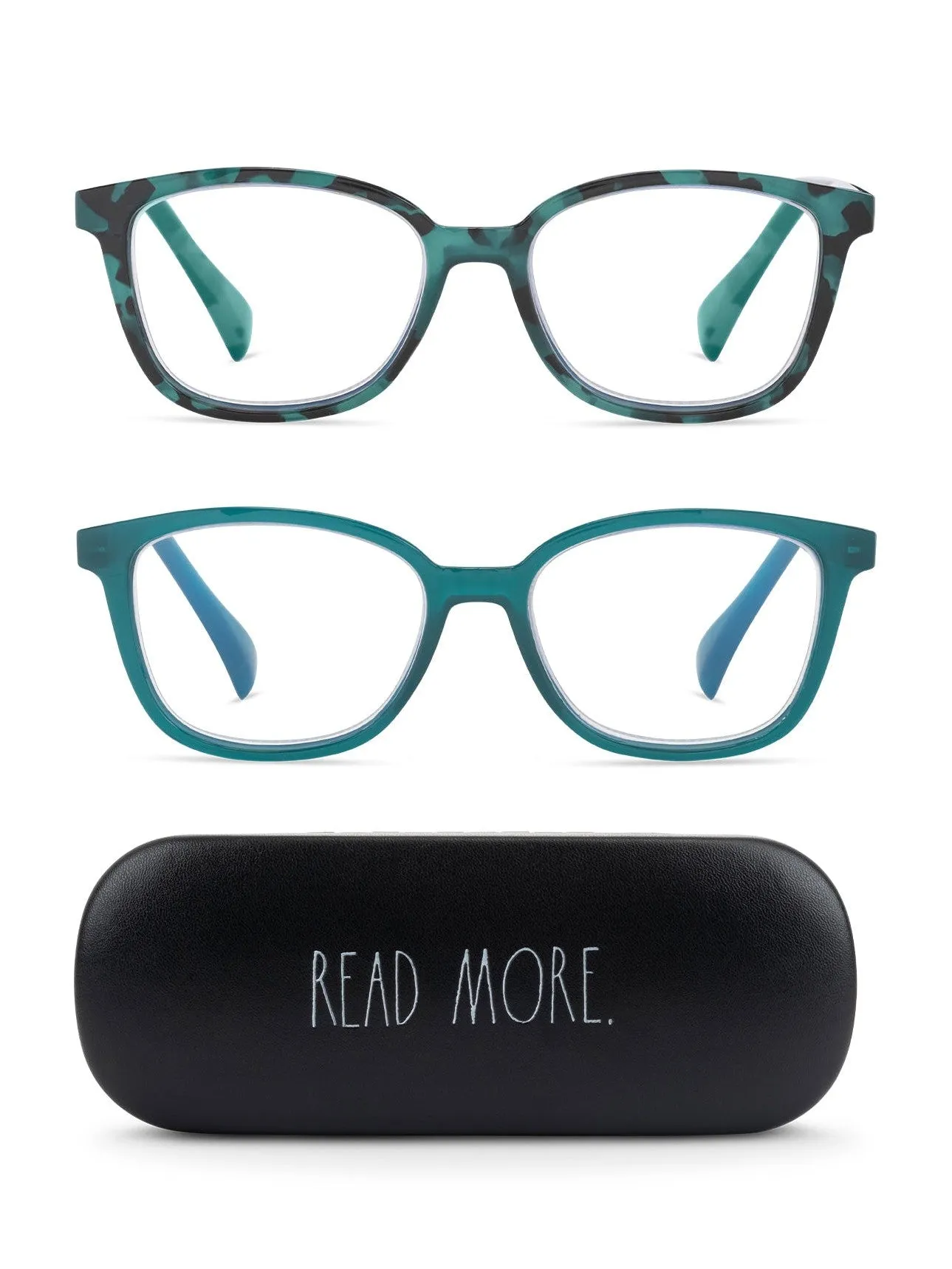 NALA 2-Pack Blue Light Blocking Reading Glasses with "READ MORE" Signature Font Hard Case