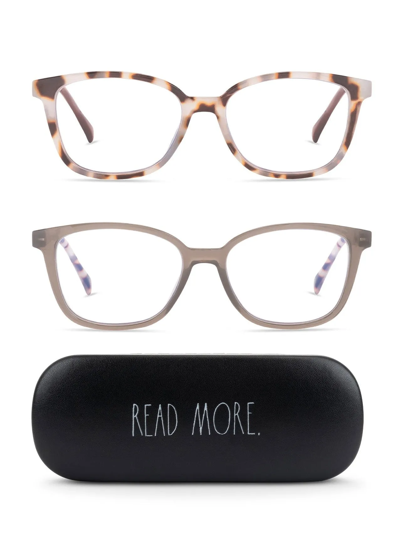 NALA 2-Pack Blue Light Blocking Reading Glasses with "READ MORE" Signature Font Hard Case