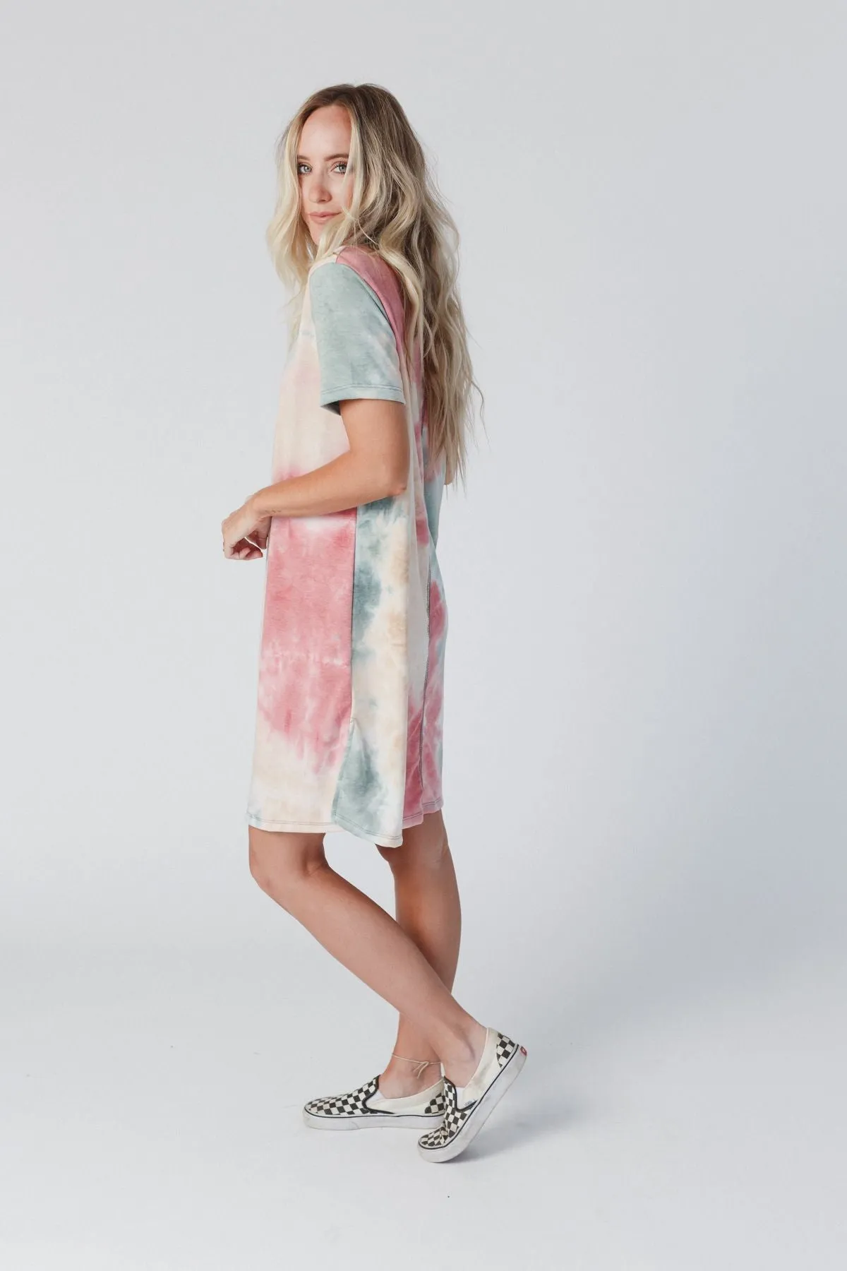 On The Daily Oversized Slit Tee Dress - Tie Dye