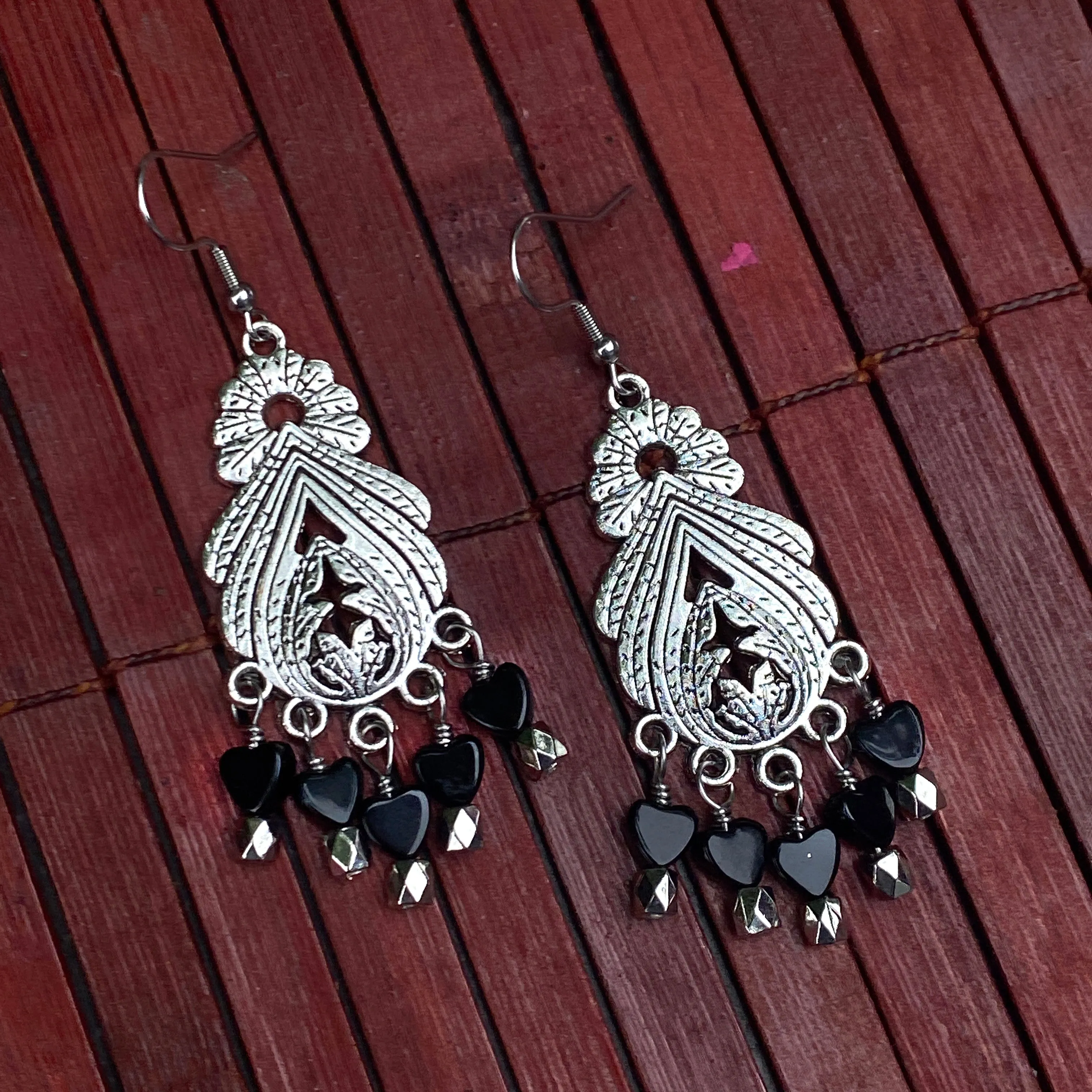 Onyx gemstone Chandalier Earrings