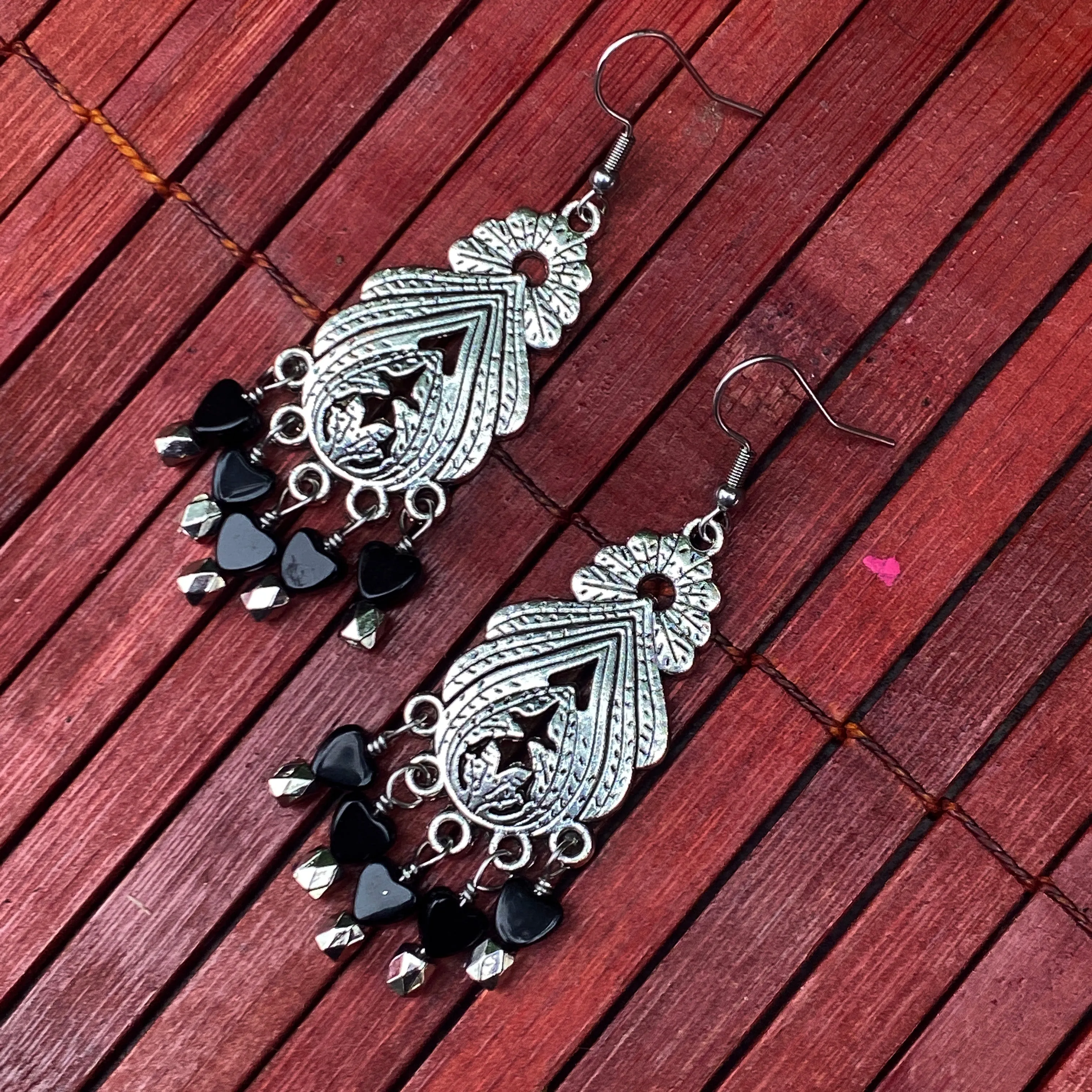 Onyx gemstone Chandalier Earrings