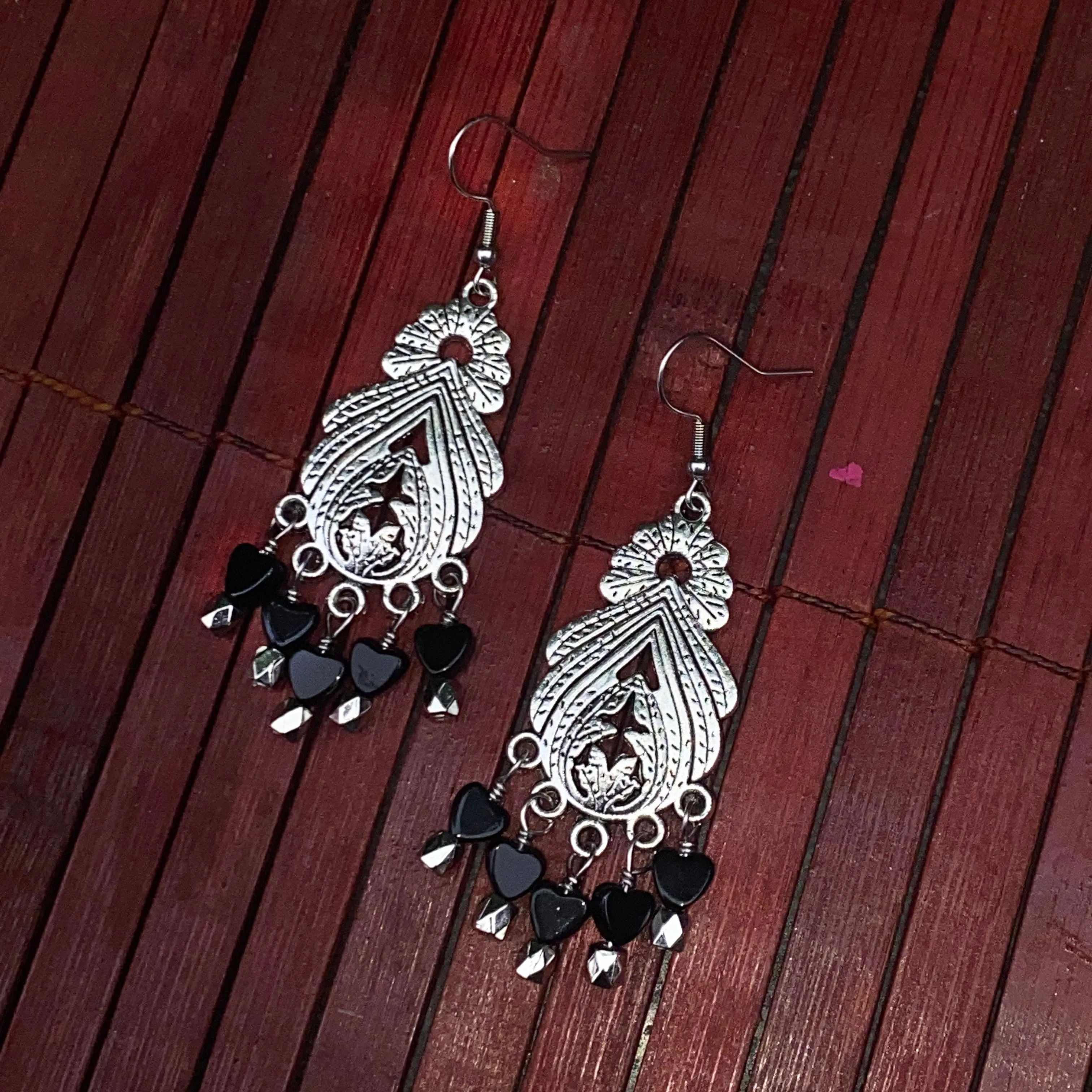 Onyx gemstone Chandalier Earrings