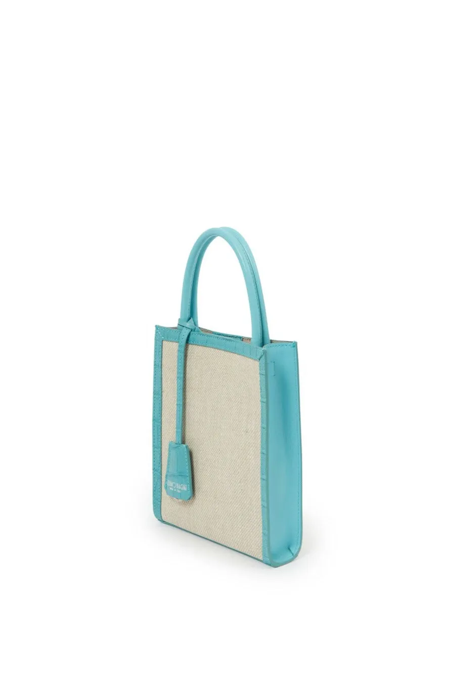 PEONIA MINI CONVERTIBLE HANDBAG IN AQUA