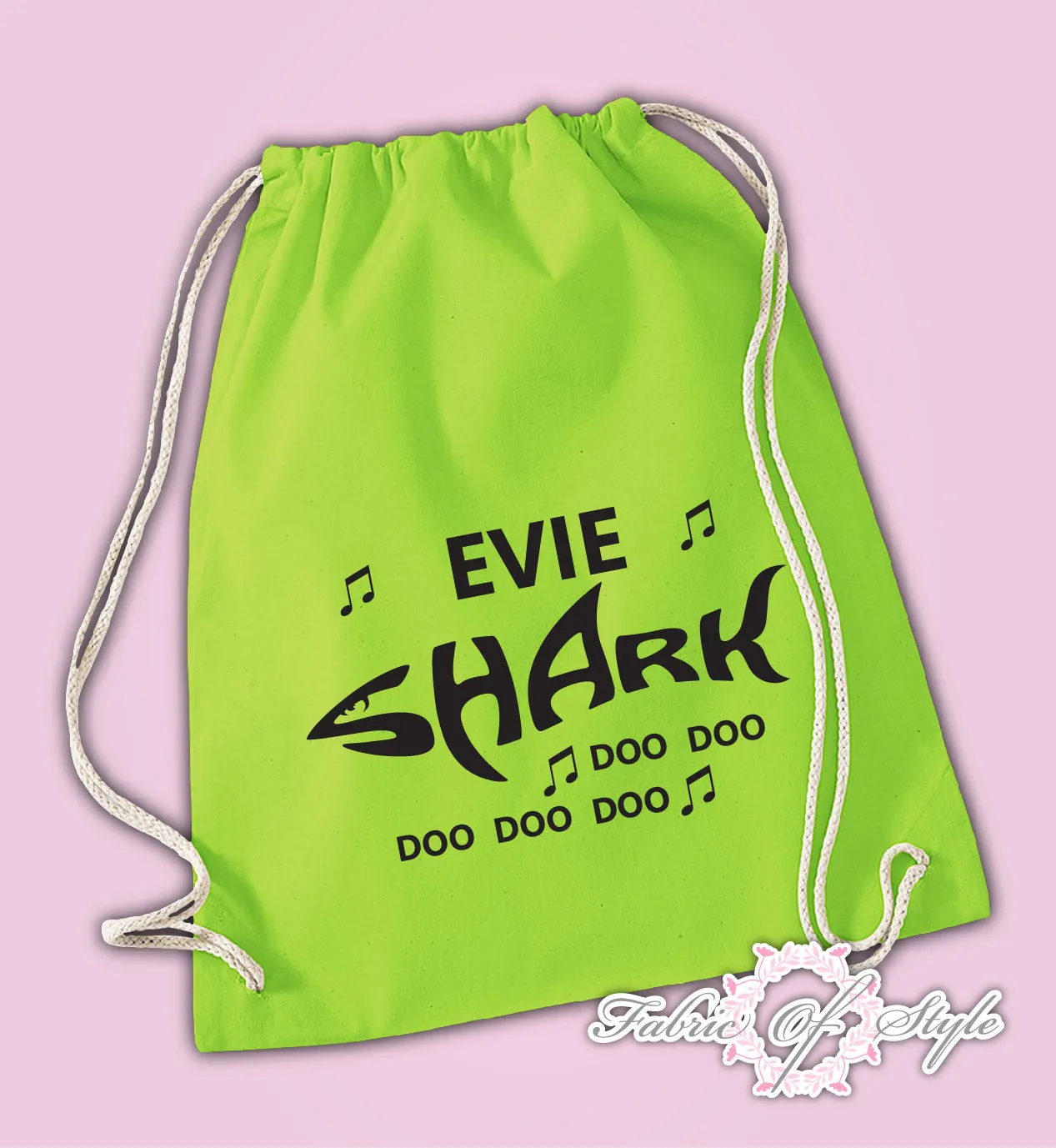 Personalised Baby Shark doo doo Back To Drawstring Bag PE GYM School Kids