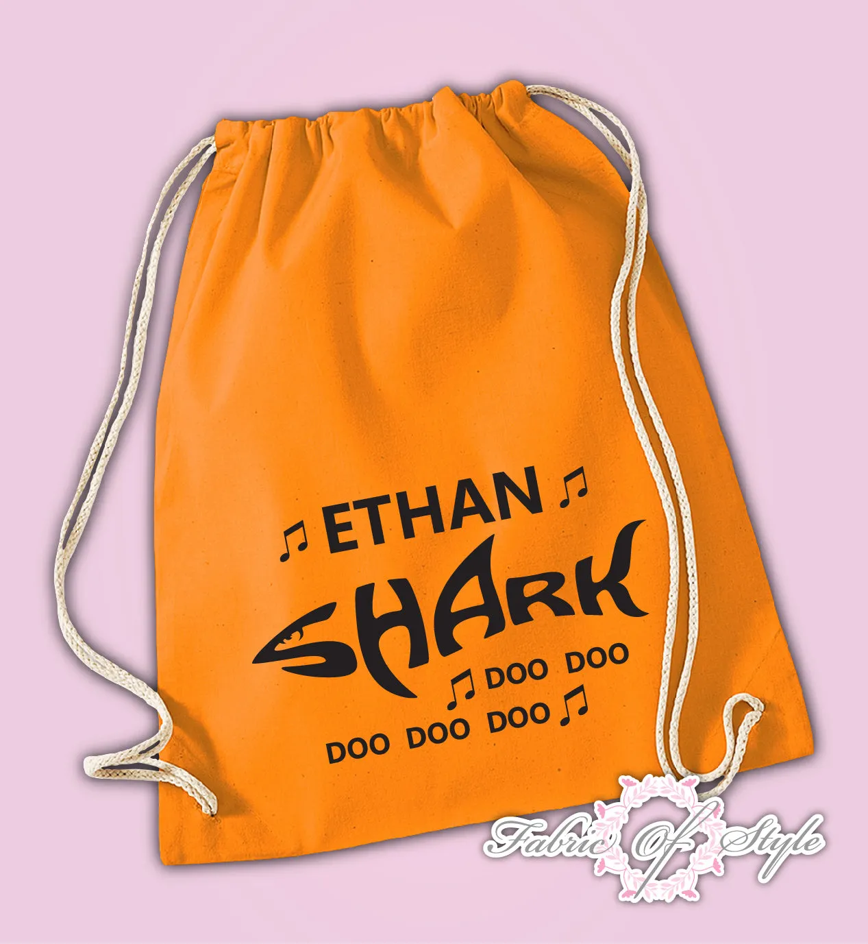 Personalised Baby Shark doo doo Back To Drawstring Bag PE GYM School Kids