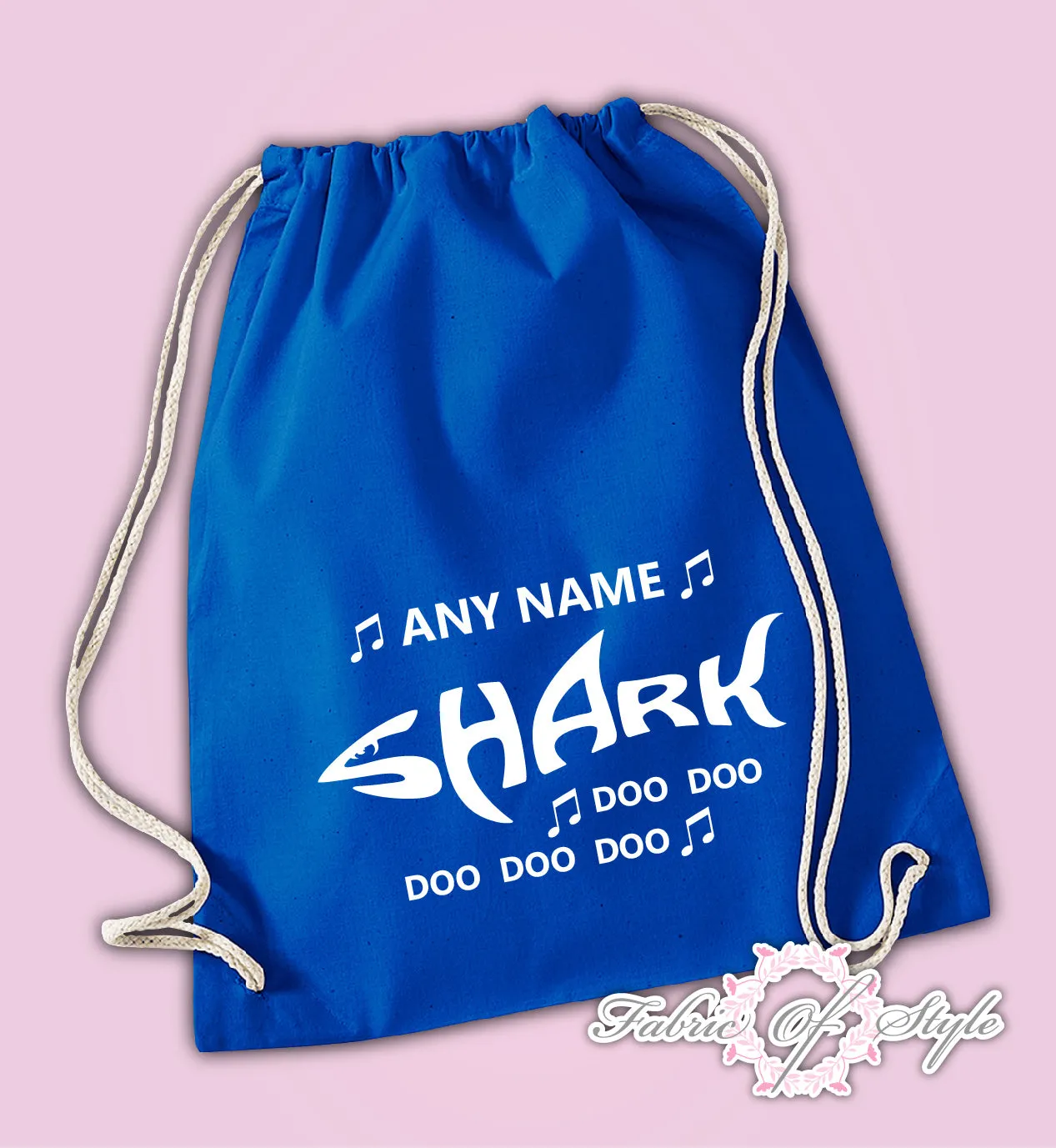 Personalised Baby Shark doo doo Back To Drawstring Bag PE GYM School Kids