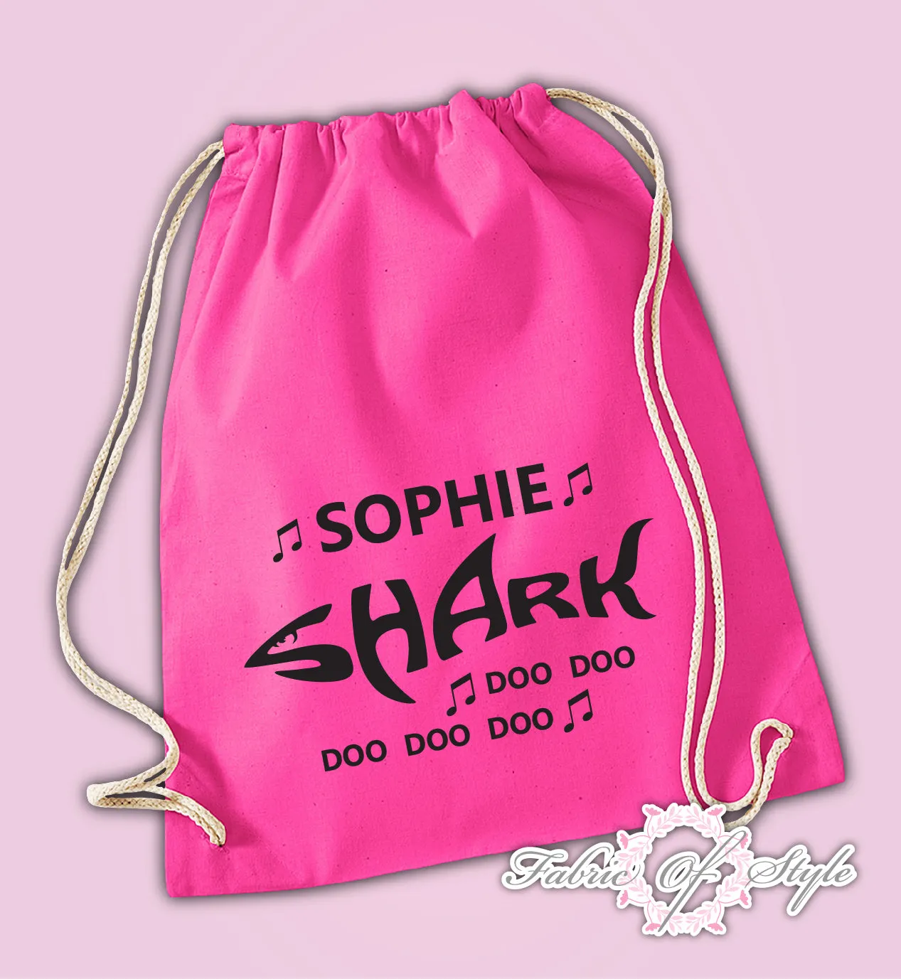 Personalised Baby Shark doo doo Back To Drawstring Bag PE GYM School Kids