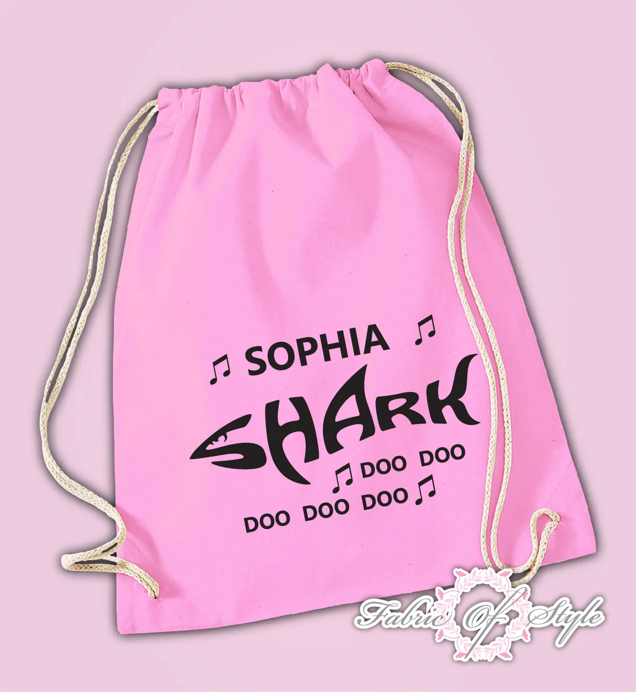 Personalised Baby Shark doo doo Back To Drawstring Bag PE GYM School Kids