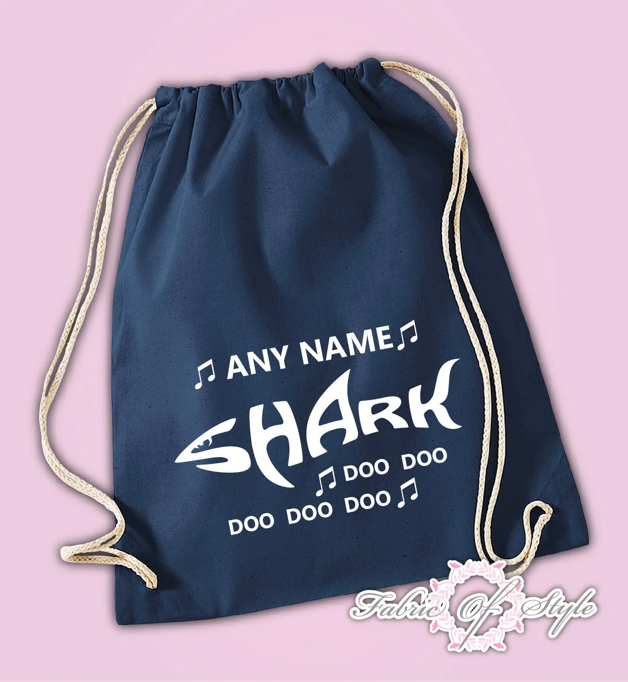 Personalised Baby Shark doo doo Back To Drawstring Bag PE GYM School Kids