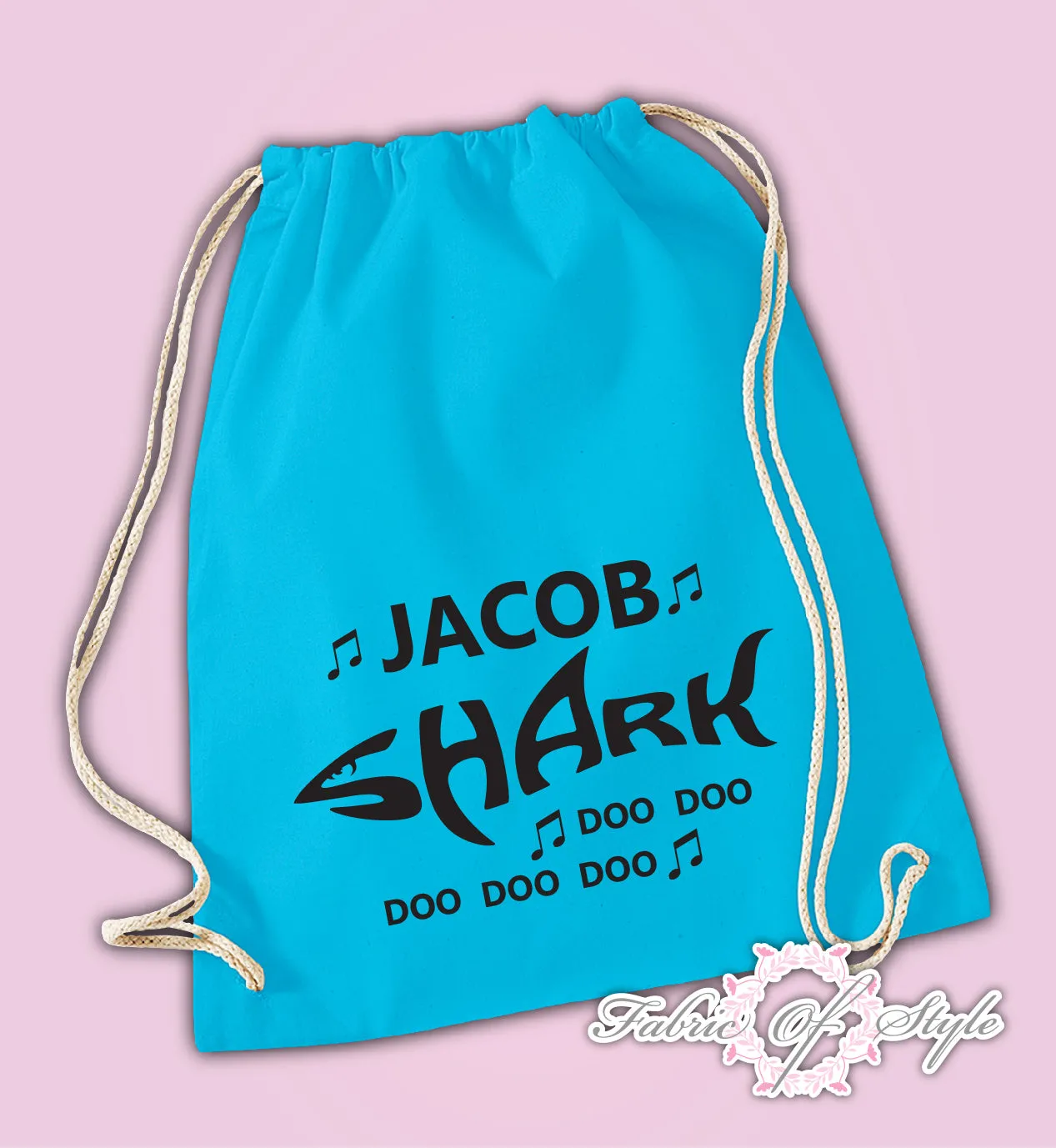 Personalised Baby Shark doo doo Back To Drawstring Bag PE GYM School Kids