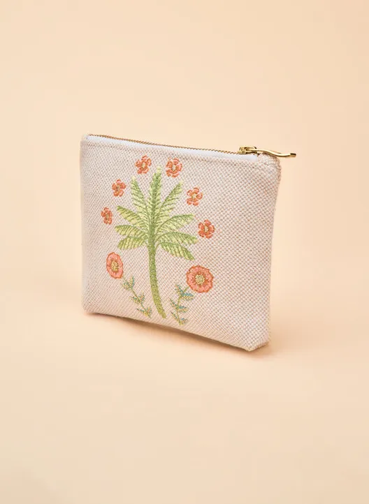 Powder - Mini Jute Zip Pouch - Paradise Palms