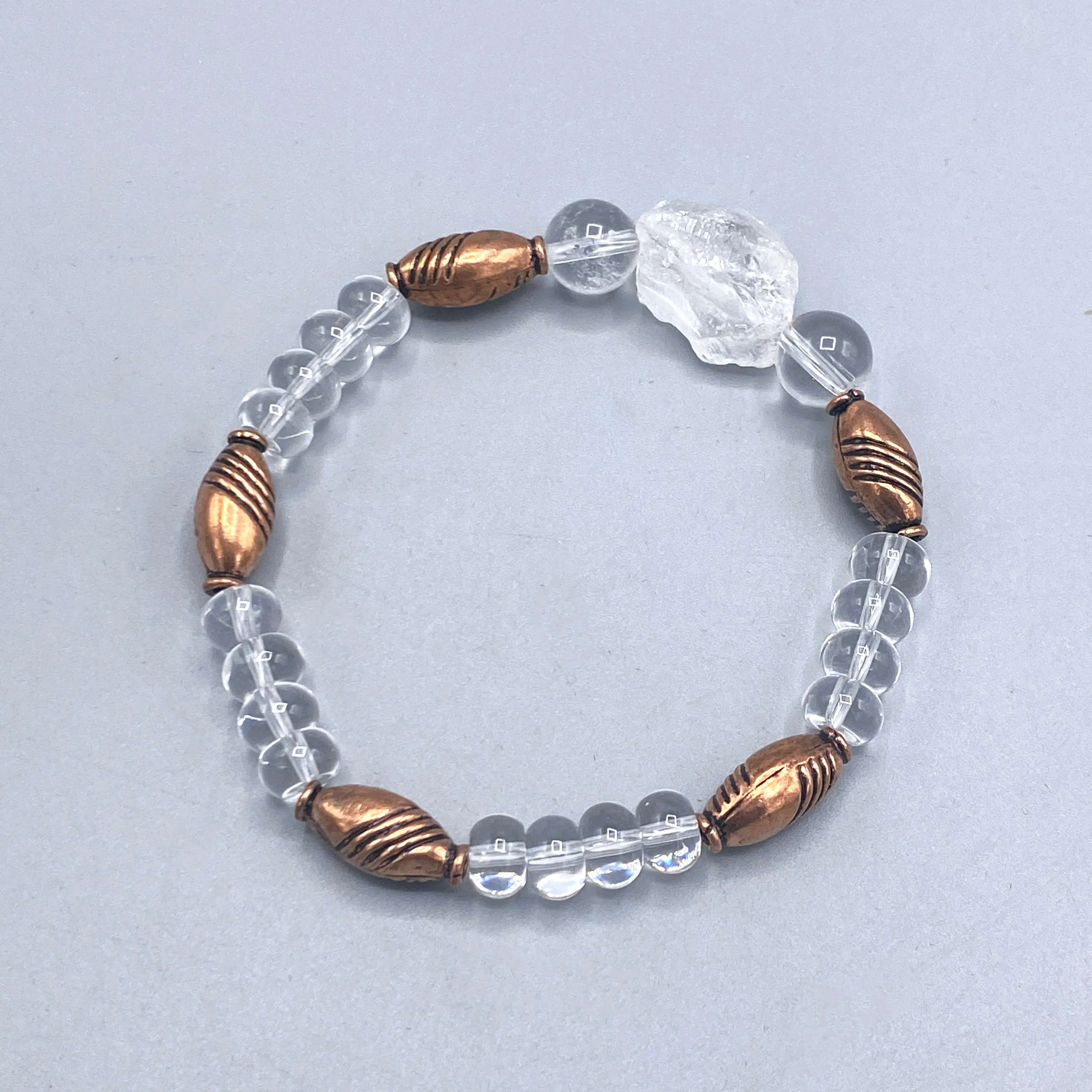 Quartz and Copper Beaded Stretch Bracelet