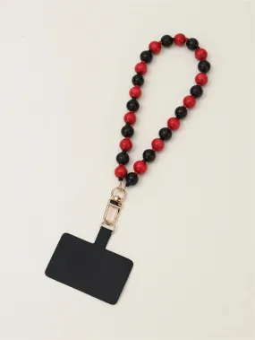 Red & Black Wood Bead Wristlet