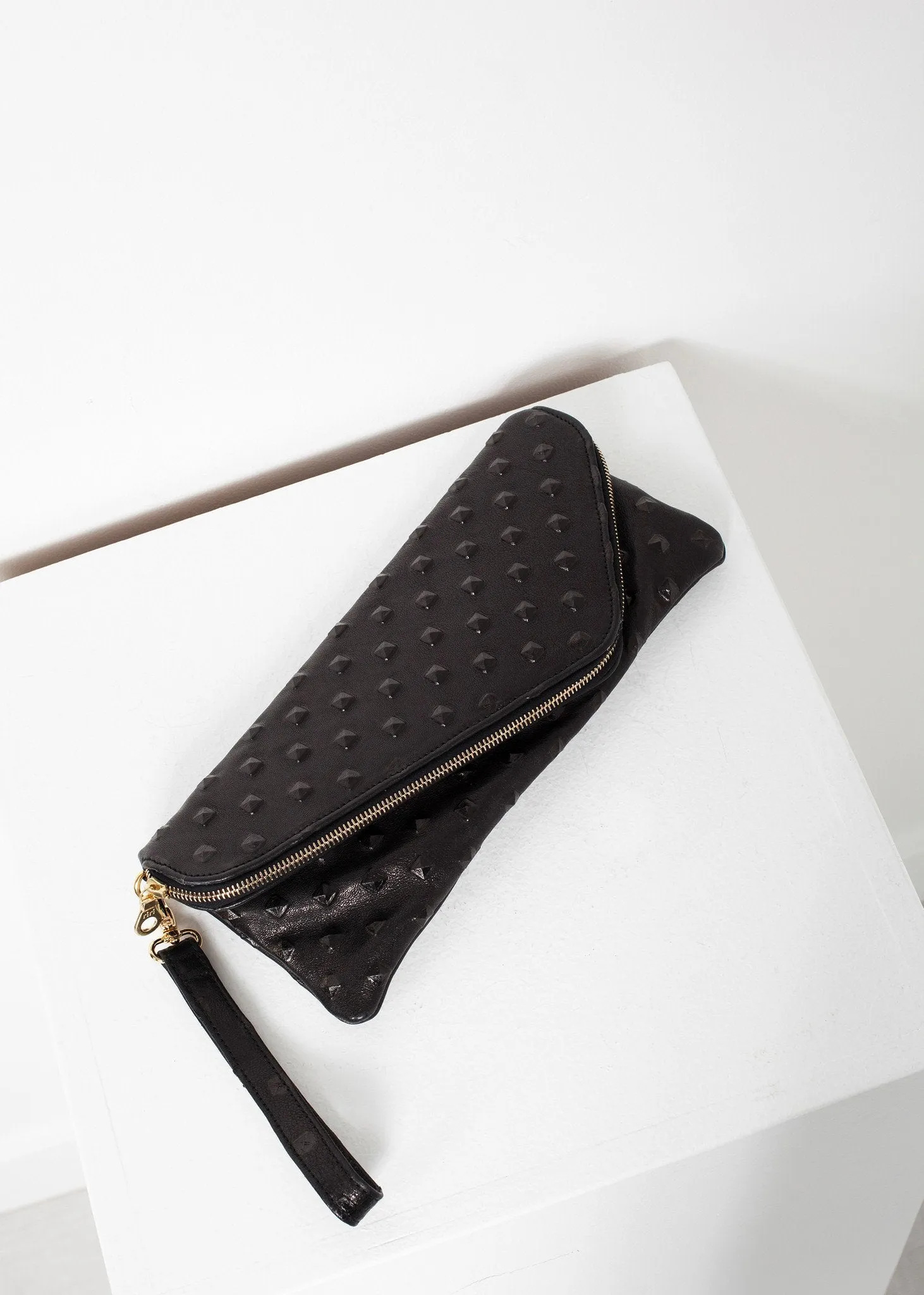 Roxanne Leather Clutch in Black