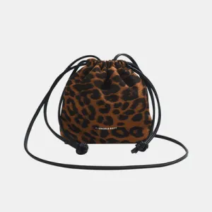 Small Nylon Drawstring Animal Print Crossbody Bag