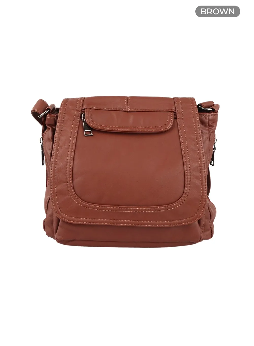 Stitched Faux Leather Crossbody Bag CM419