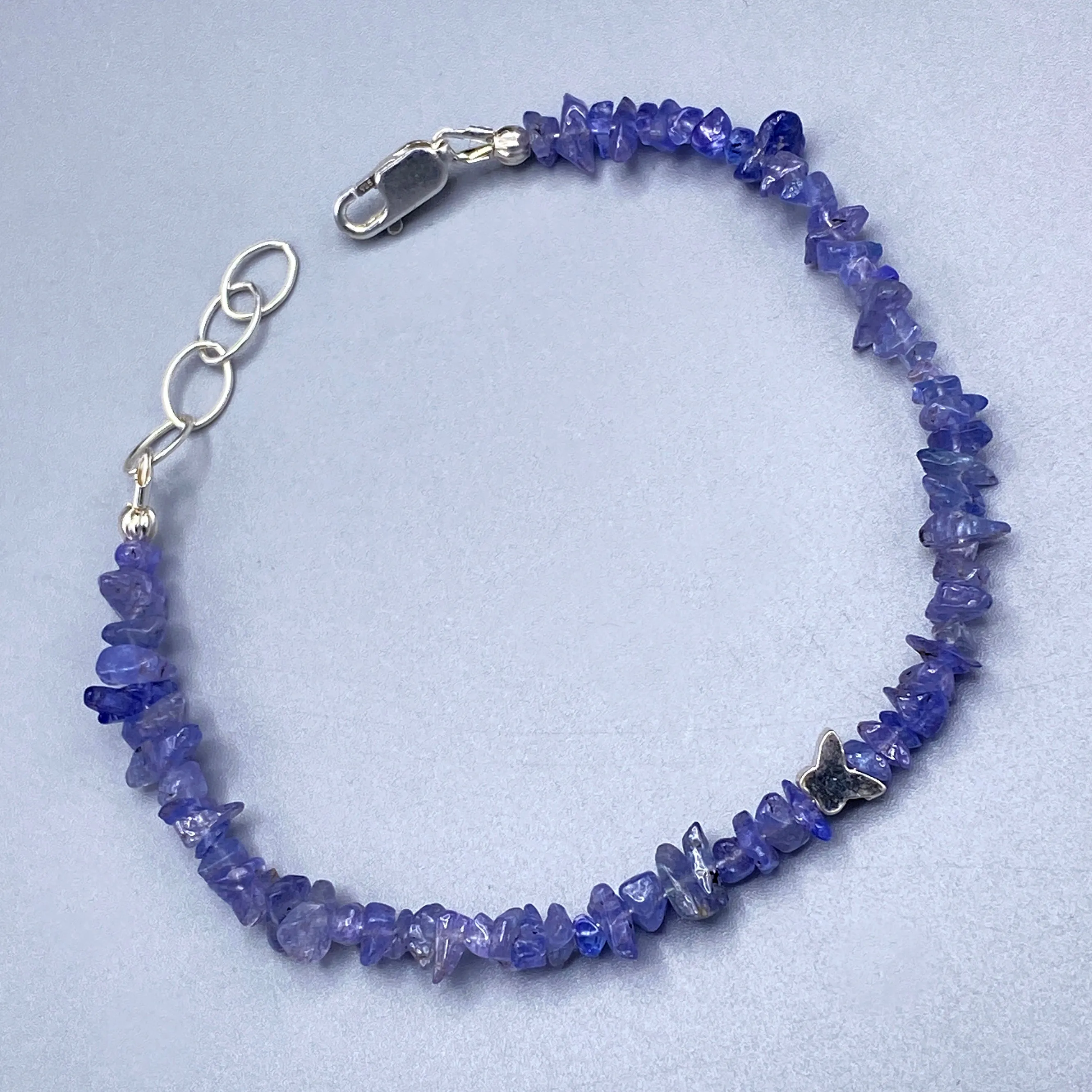 Tanzanite and Sterling Silver Butterfly Bracelet