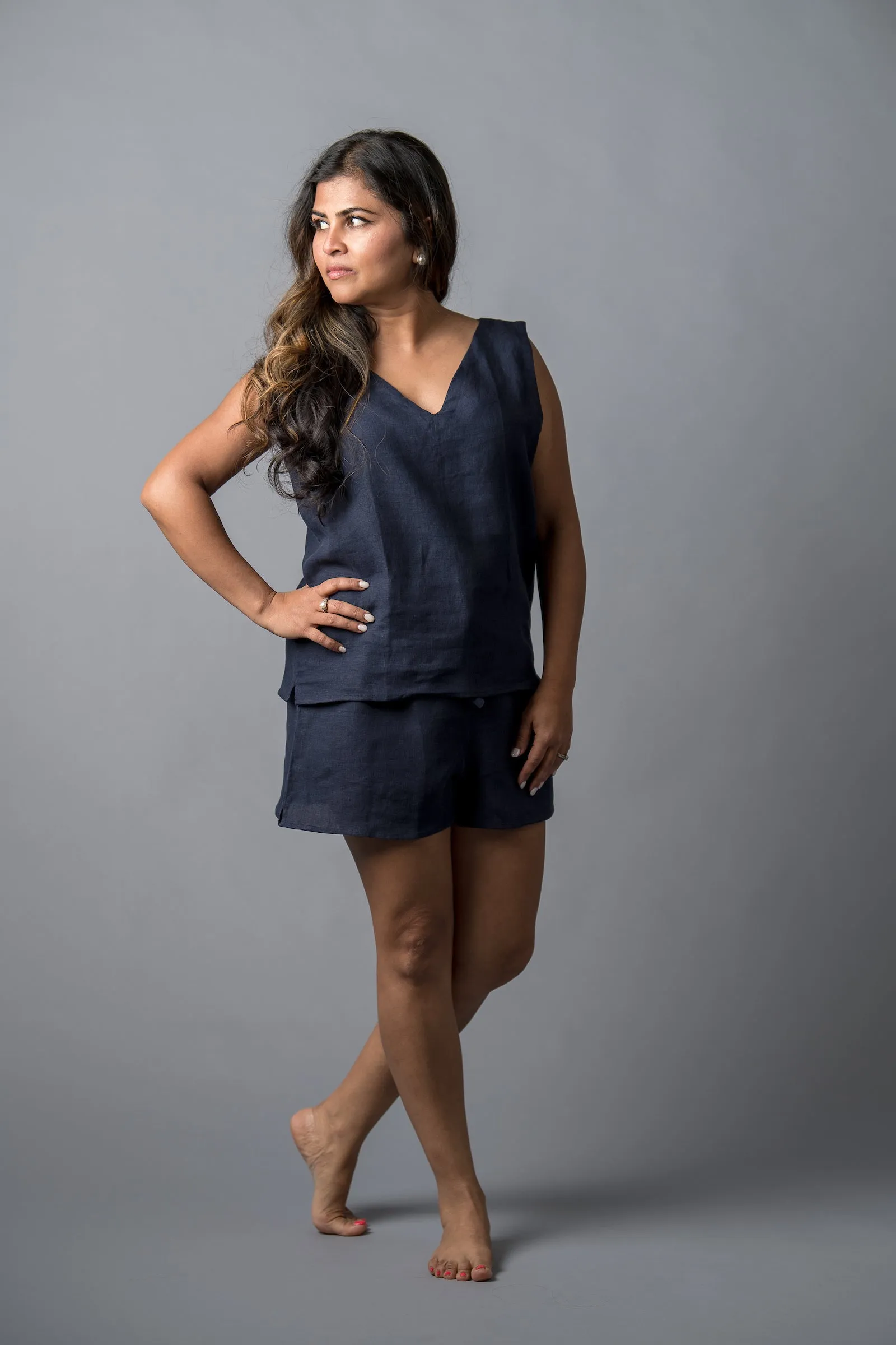 The Remnant Pajamas in Navy Linen