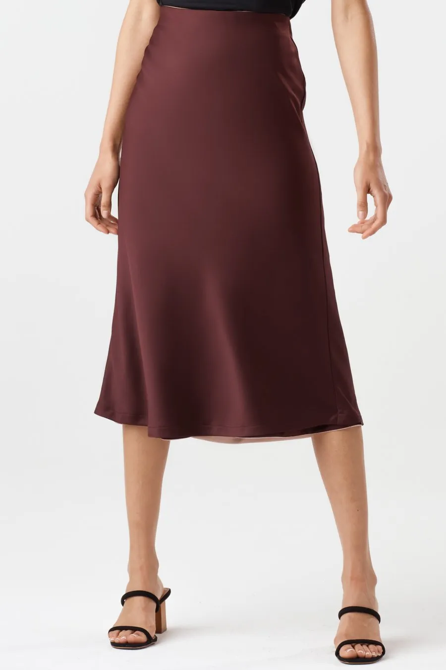 The Reversible Glossy Midi Skirt