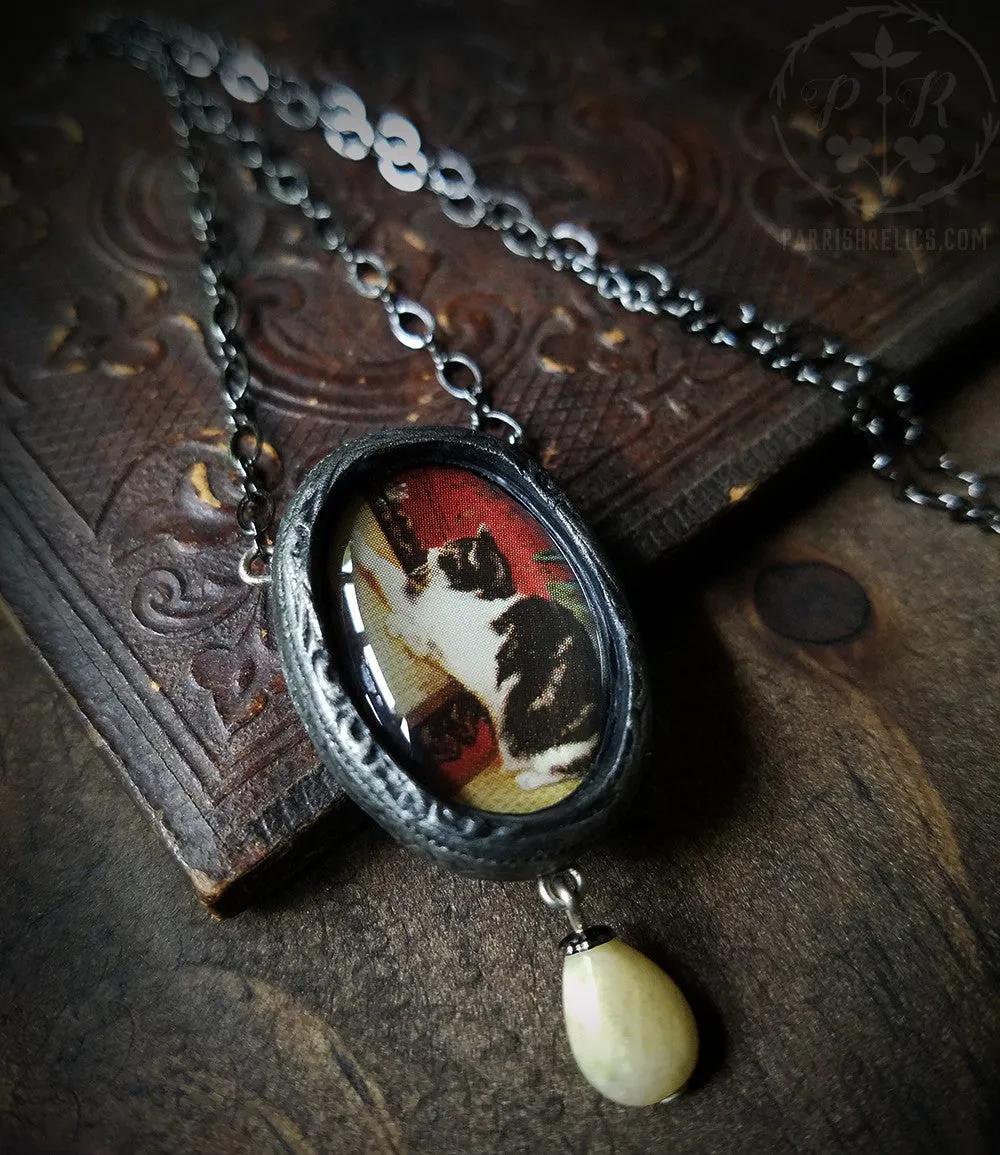 Victorian Cat Pictorial Shrine Amulet