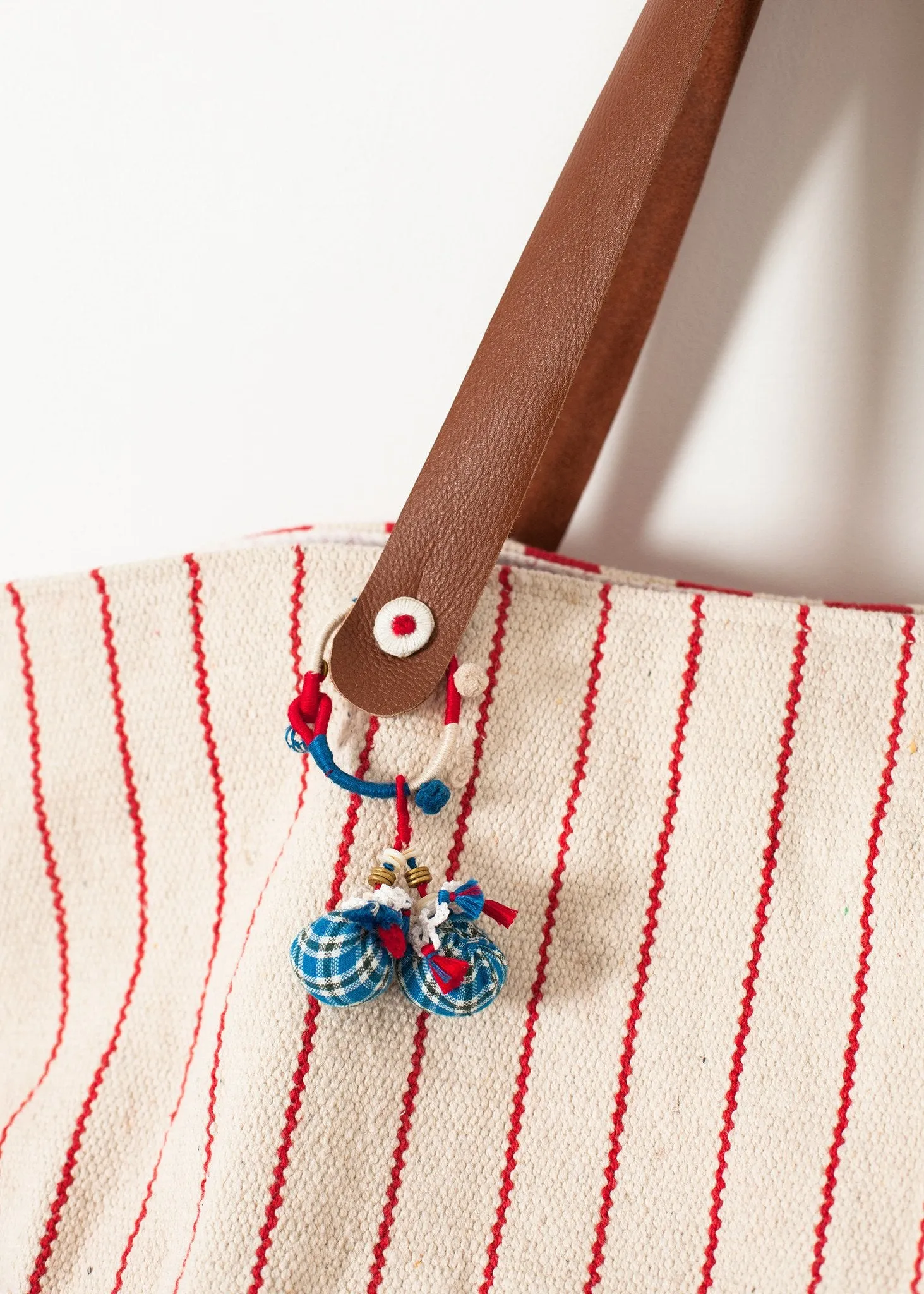 Woven Oversized Tote in Red Stripe